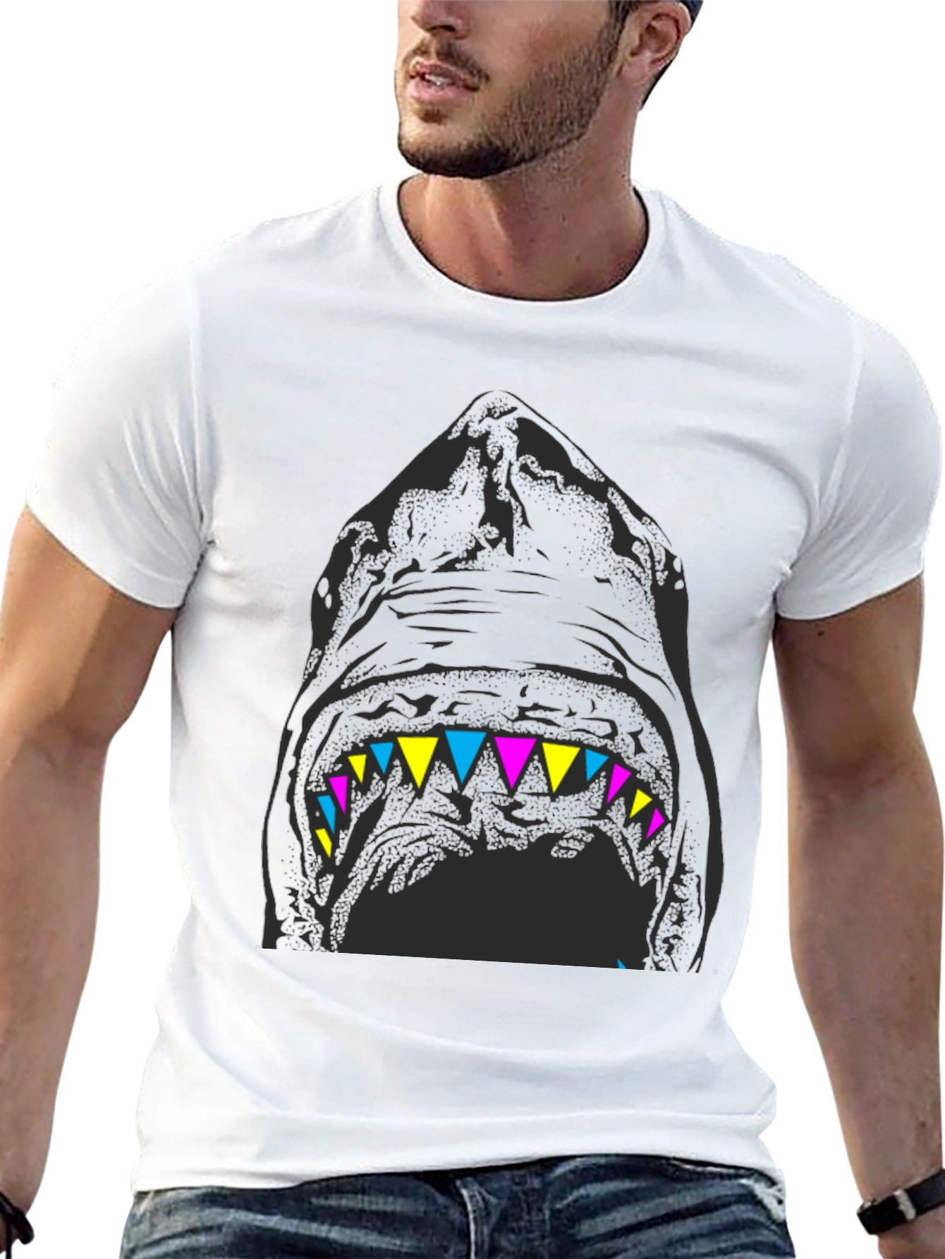 Mens Black Shark Graphic Tee - Bold & Edgy