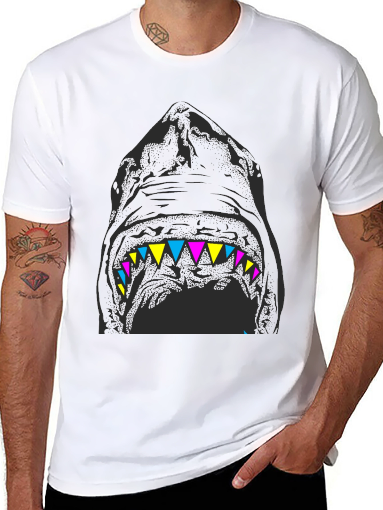 Mens Black Shark Graphic Tee - Bold & Edgy