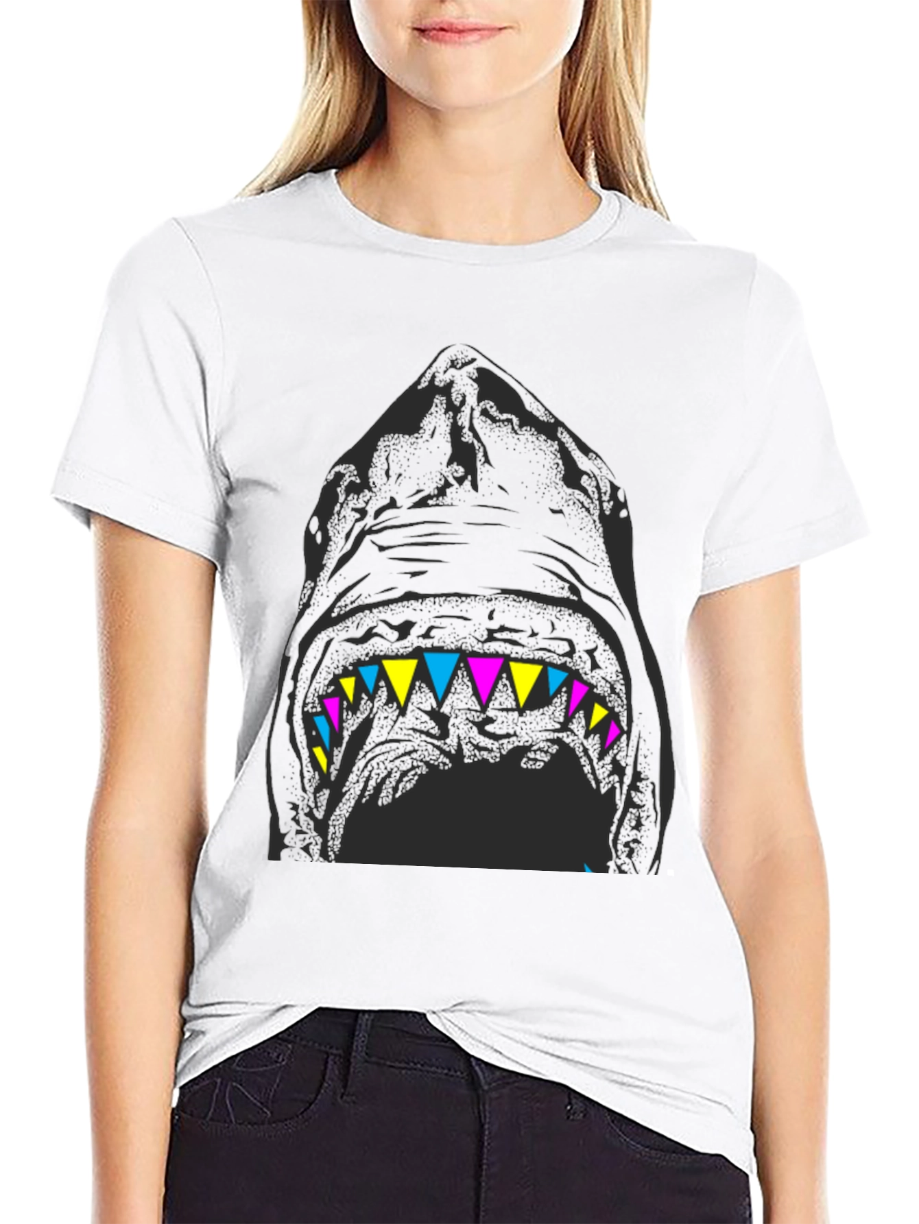 Mens Black Shark Graphic Tee - Bold & Edgy