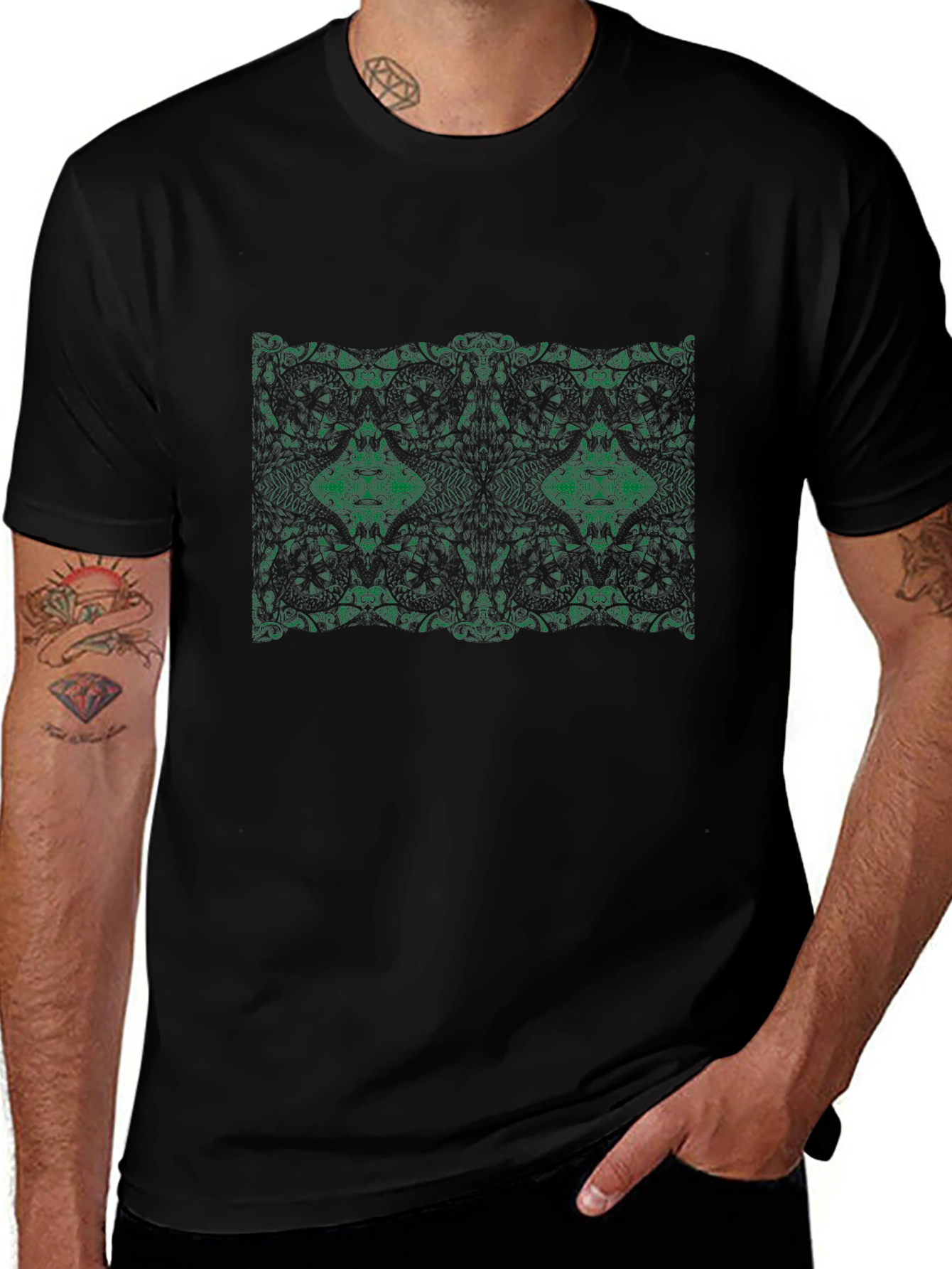 Emerald Pattern Black Tee