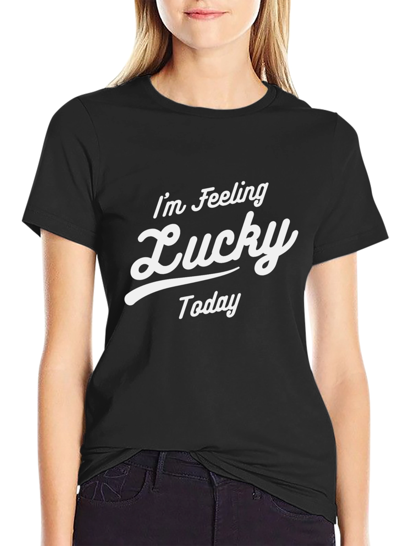 Im Feeling Lucky Today Graphic Tee - Black