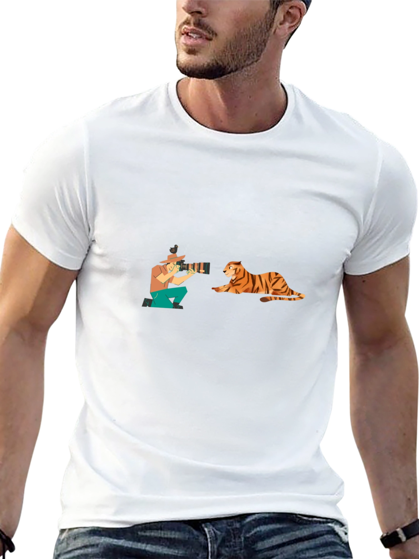 Tiger Photographer Black T-Shirt