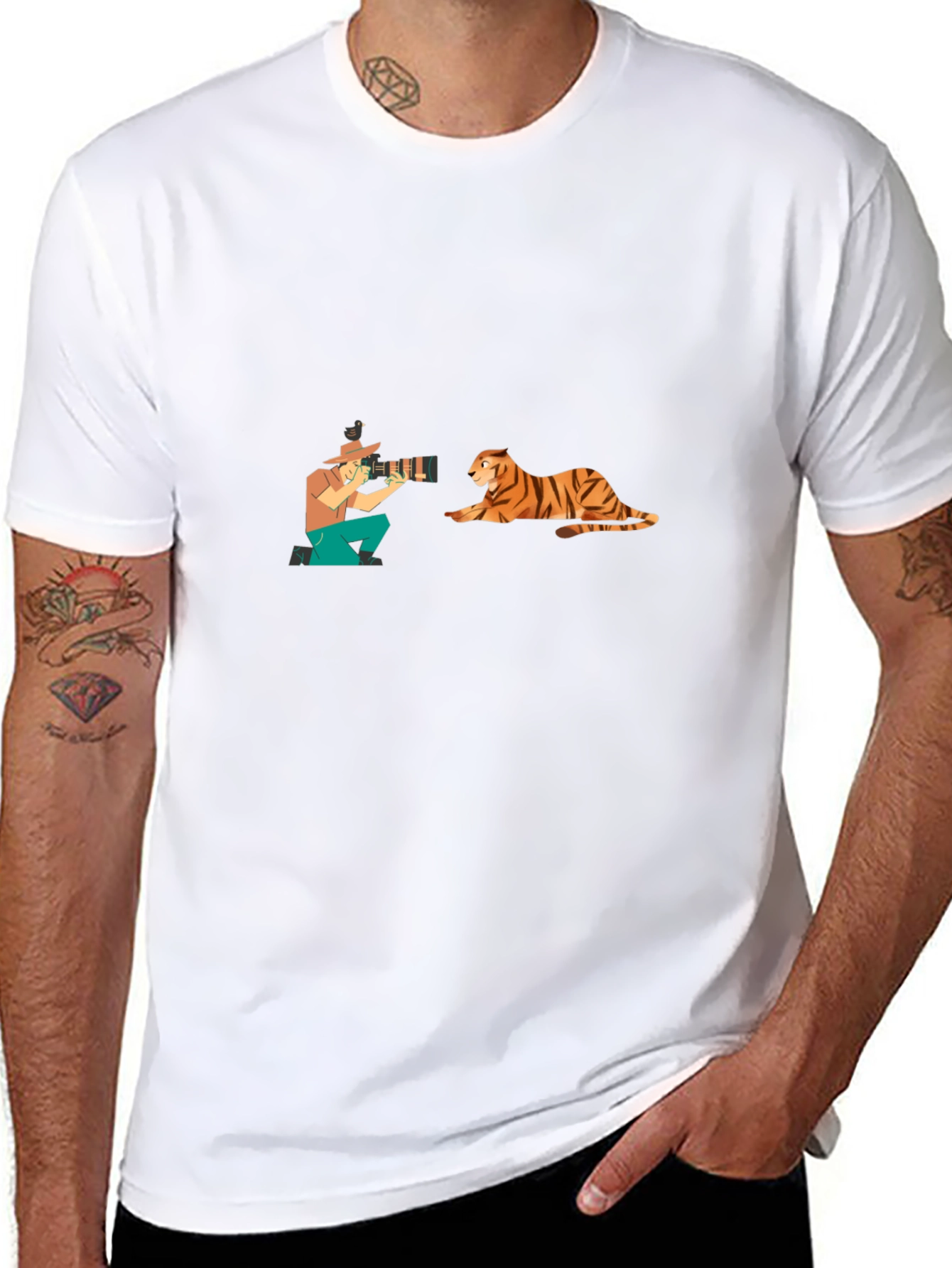 Tiger Photographer Black T-Shirt