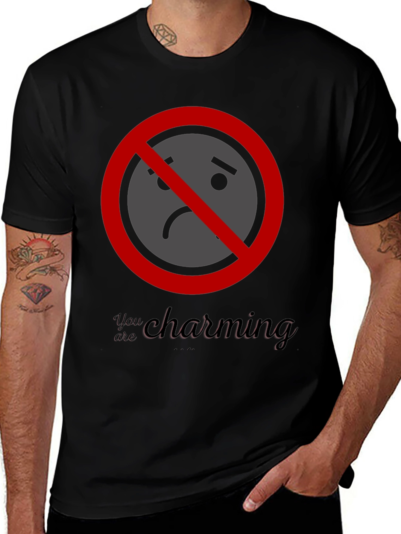 Black T-Shirt with No Charming Graphic