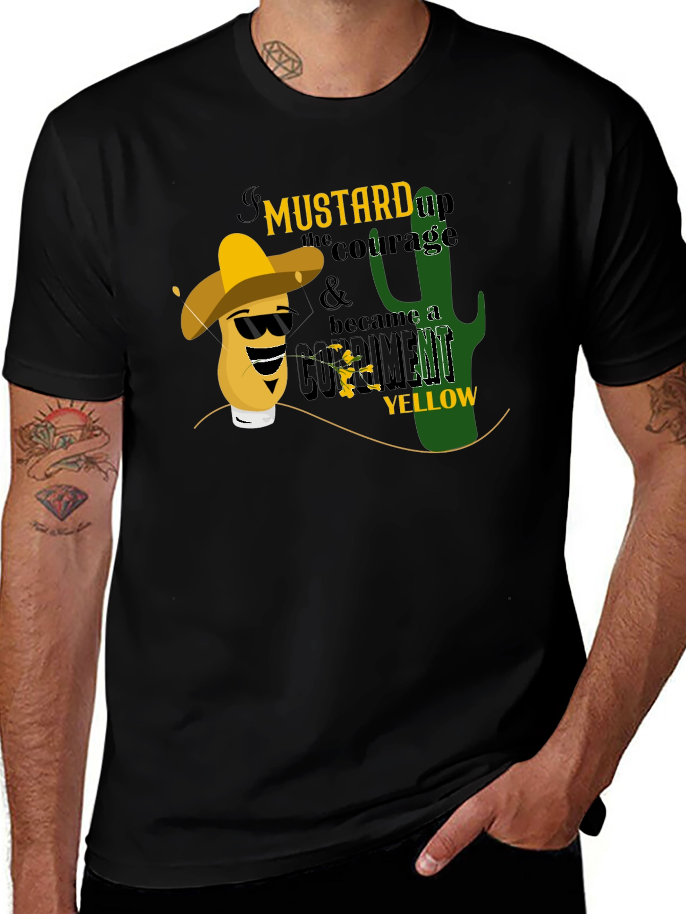 Mustard Up Courage Mens Black T-Shirt