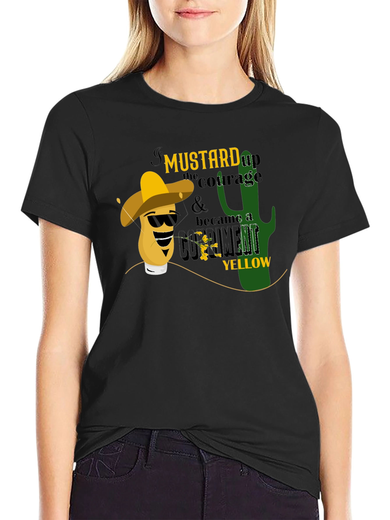 Mustard Up Courage Mens Black T-Shirt