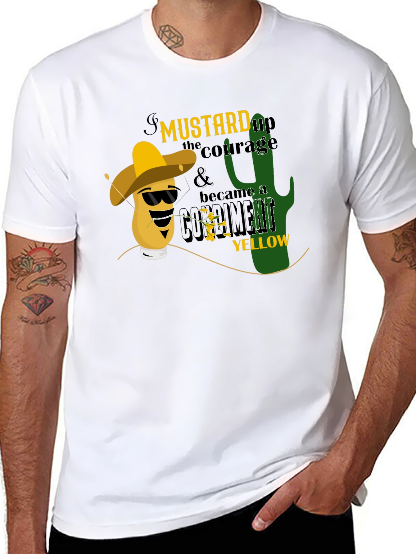 Mustard Up Courage Mens Black T-Shirt