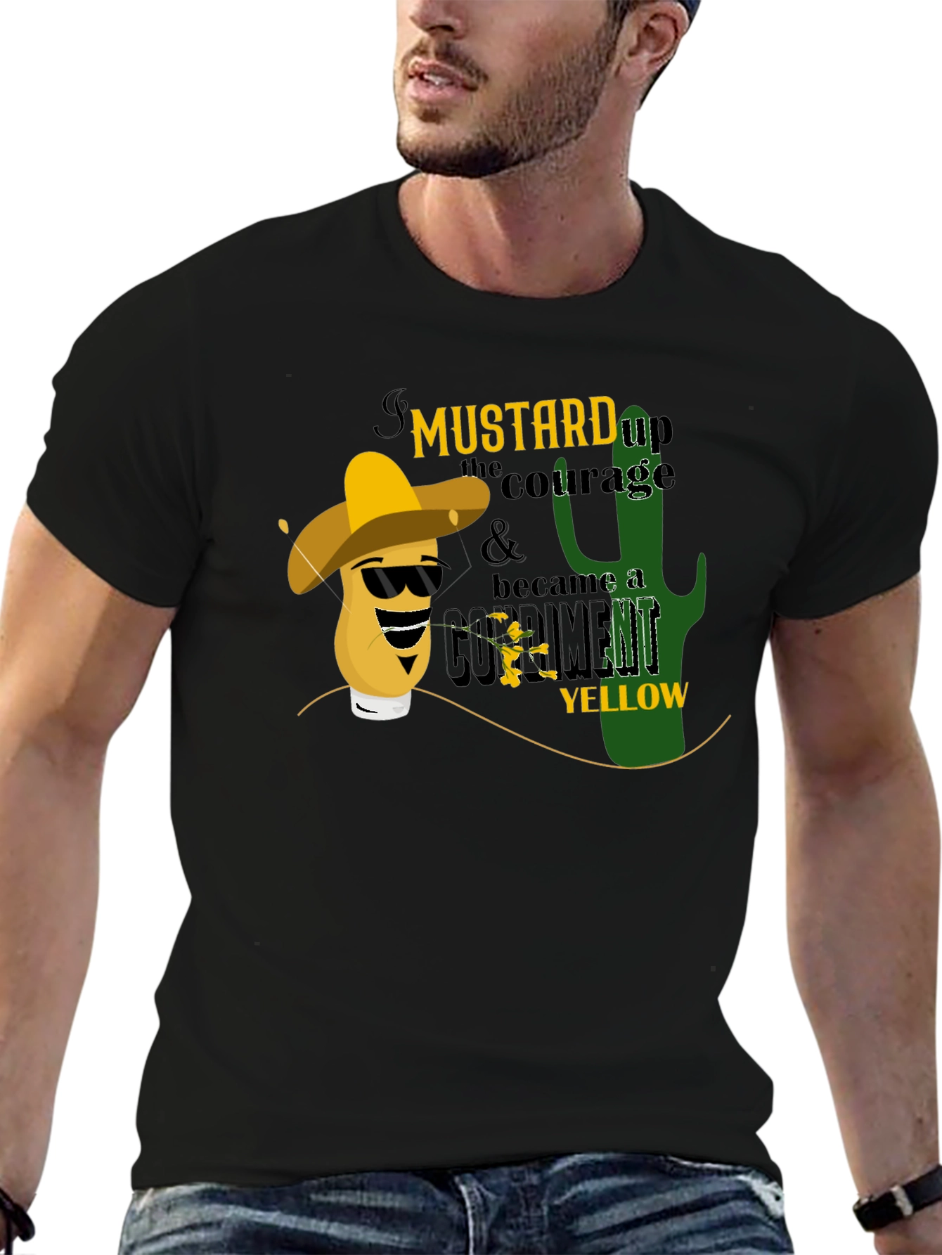 Mustard Up Courage Mens Black T-Shirt
