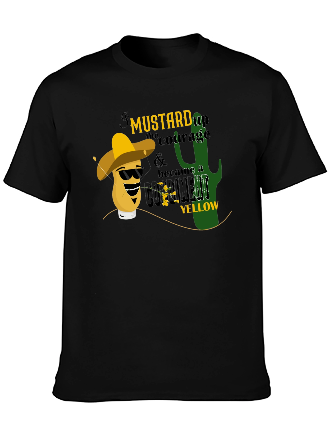 Mustard Up Courage Mens Black T-Shirt
