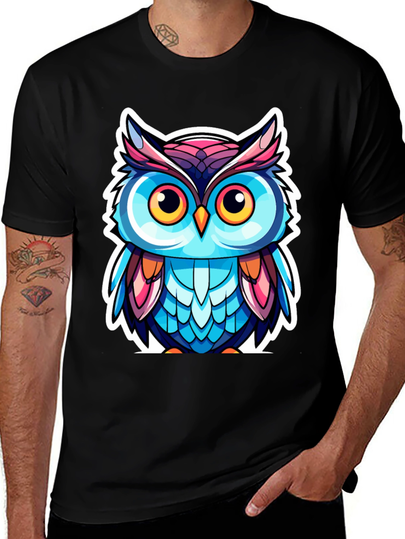 Owl Cartoon Graphic T-Shirt