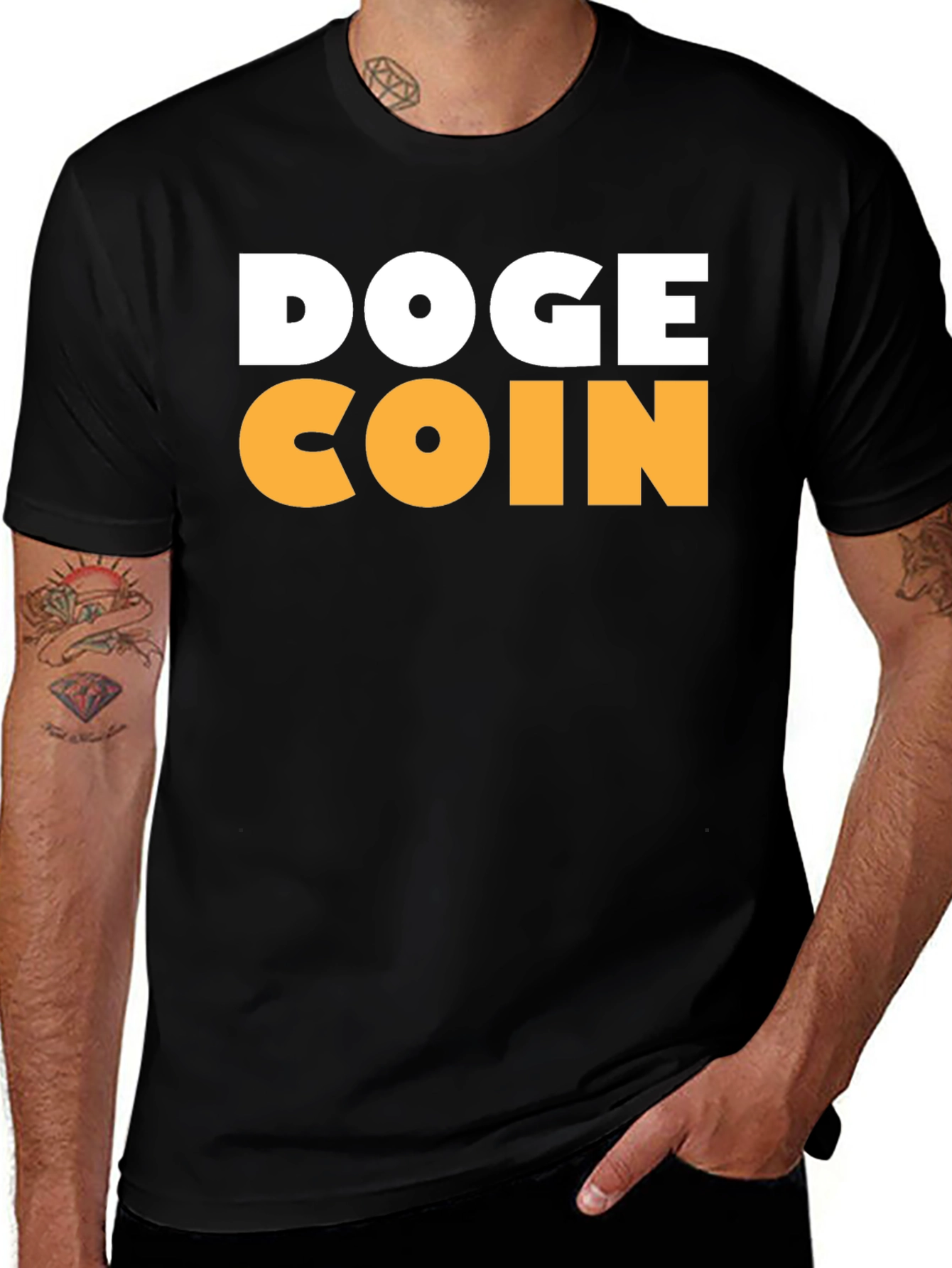 Doge Coin Graphic T-Shirt - Black