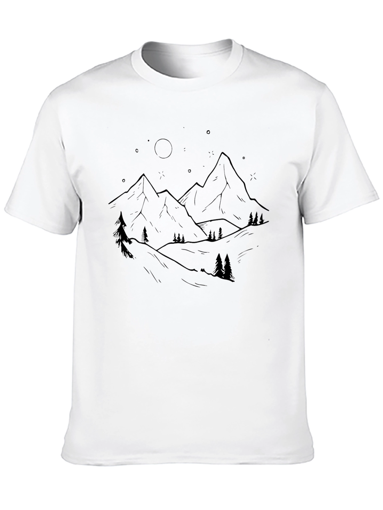 Mountain Night Graphic Tee - Black Cotton