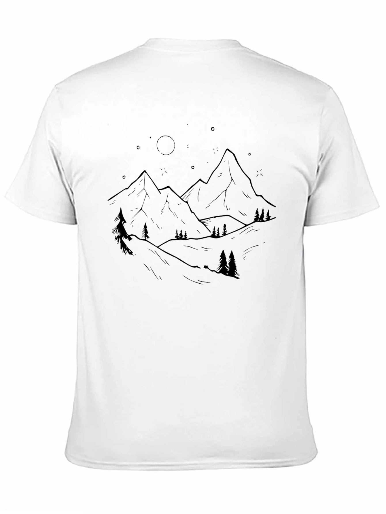Mountain Night Graphic Tee - Black Cotton
