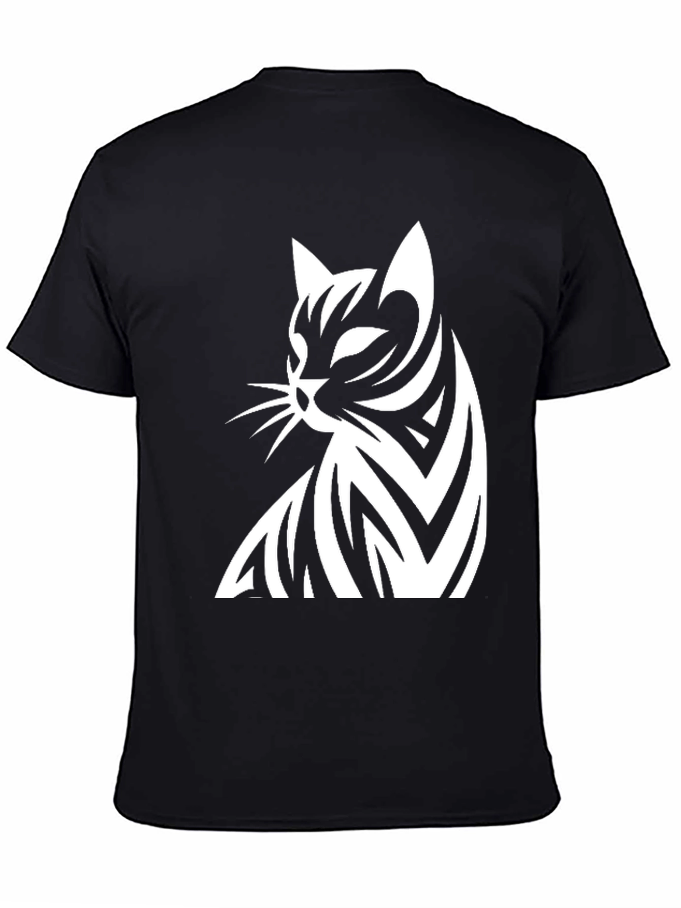 Stylish Cat Graphic Black T-Shirt for Men