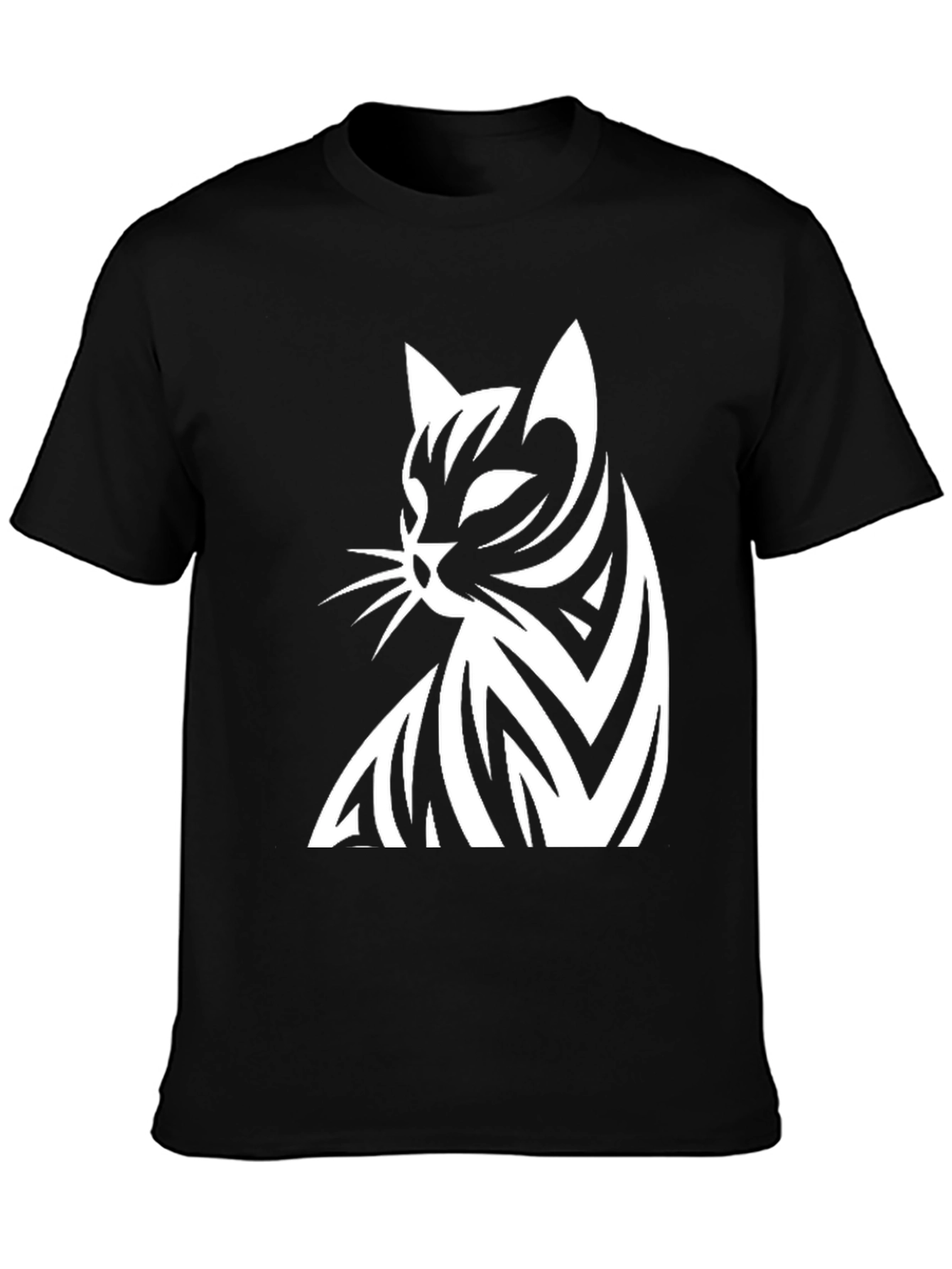 Stylish Cat Graphic Black T-Shirt for Men