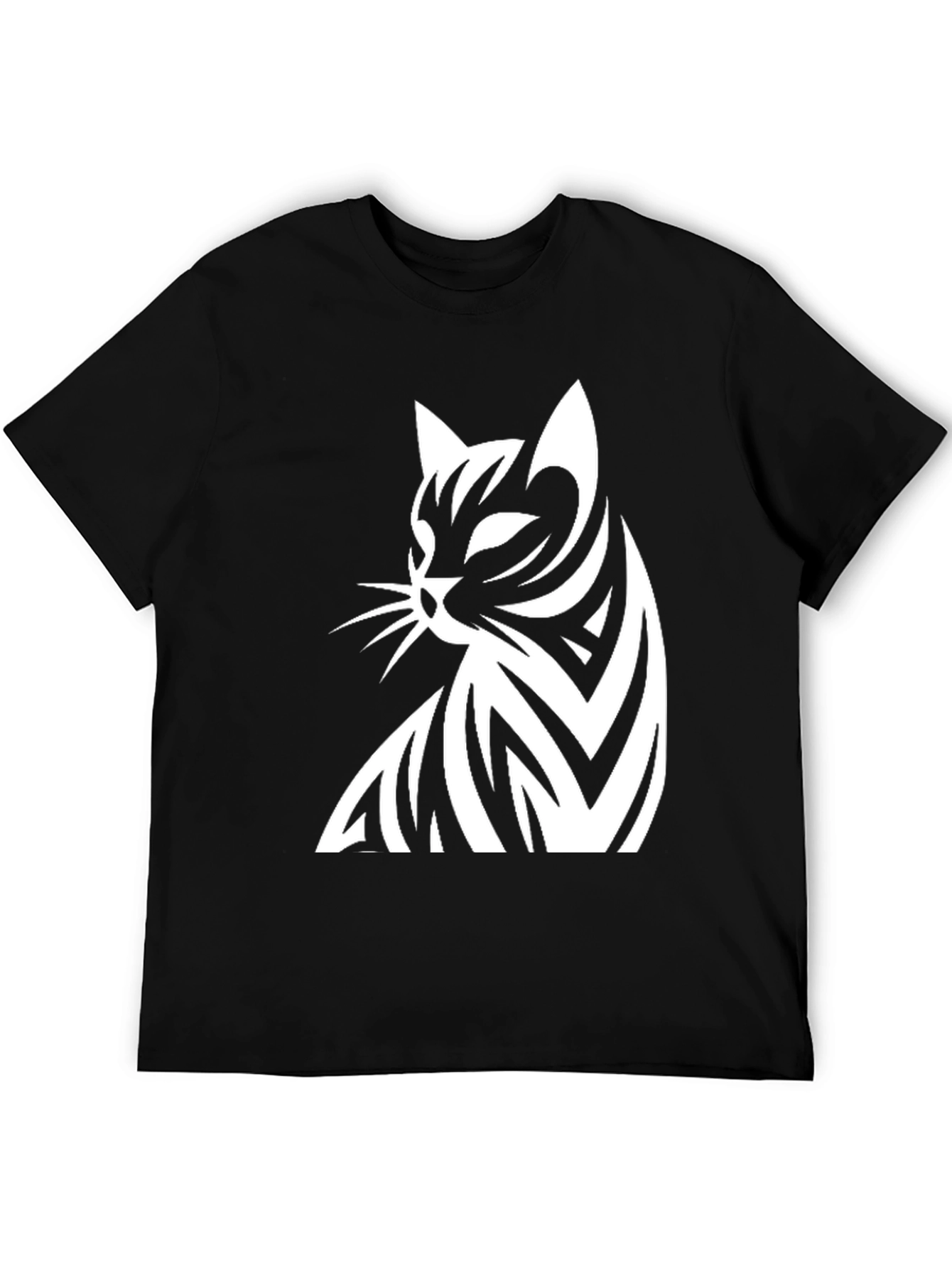 Stylish Cat Graphic Black T-Shirt for Men