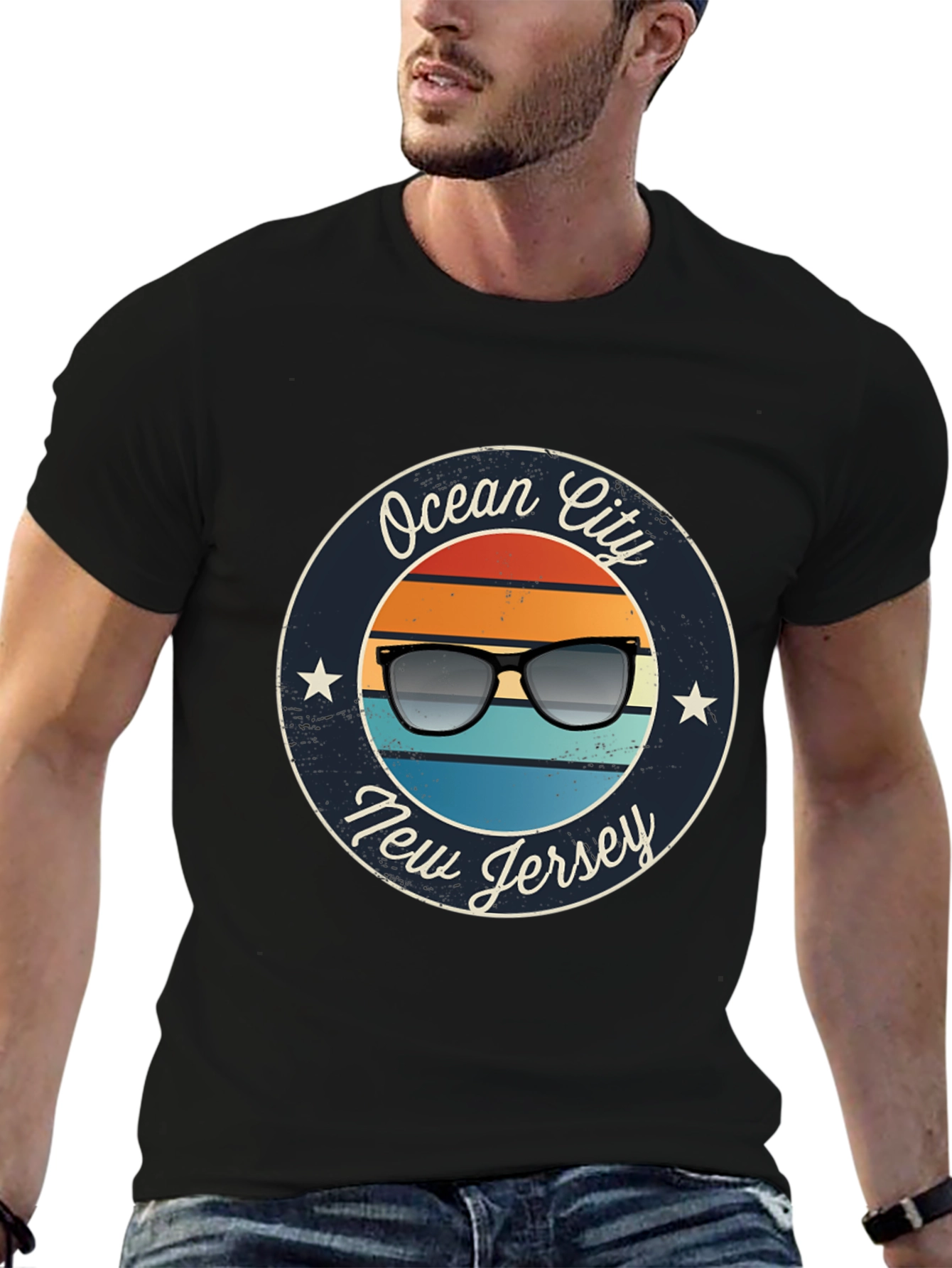 Ocean City New Jersey Retro Sunglasses T-Shirt