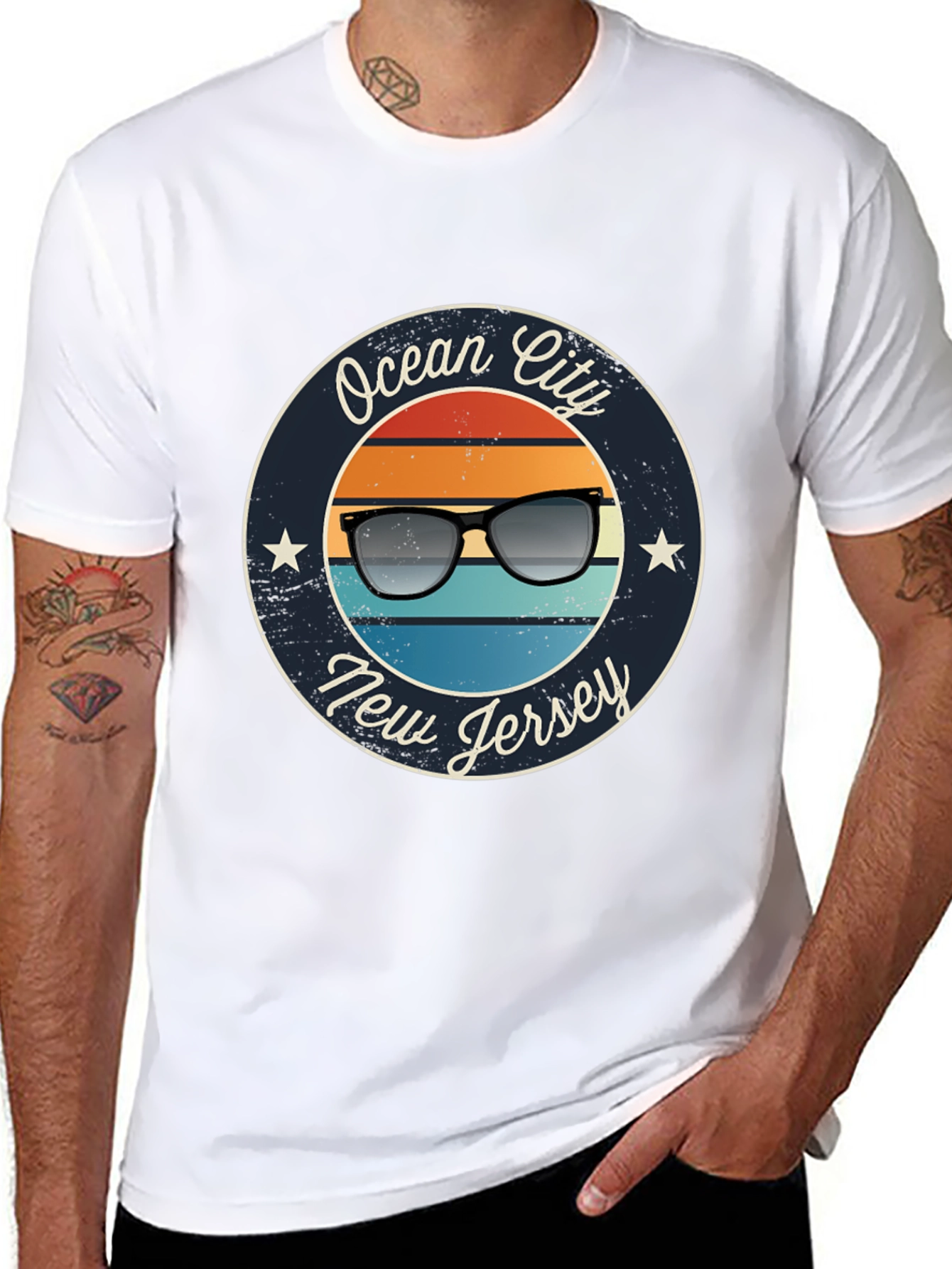 Ocean City New Jersey Retro Sunglasses T-Shirt