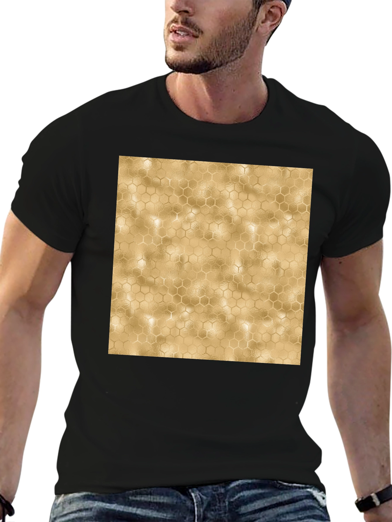 Honeycomb Pattern Black T-Shirt