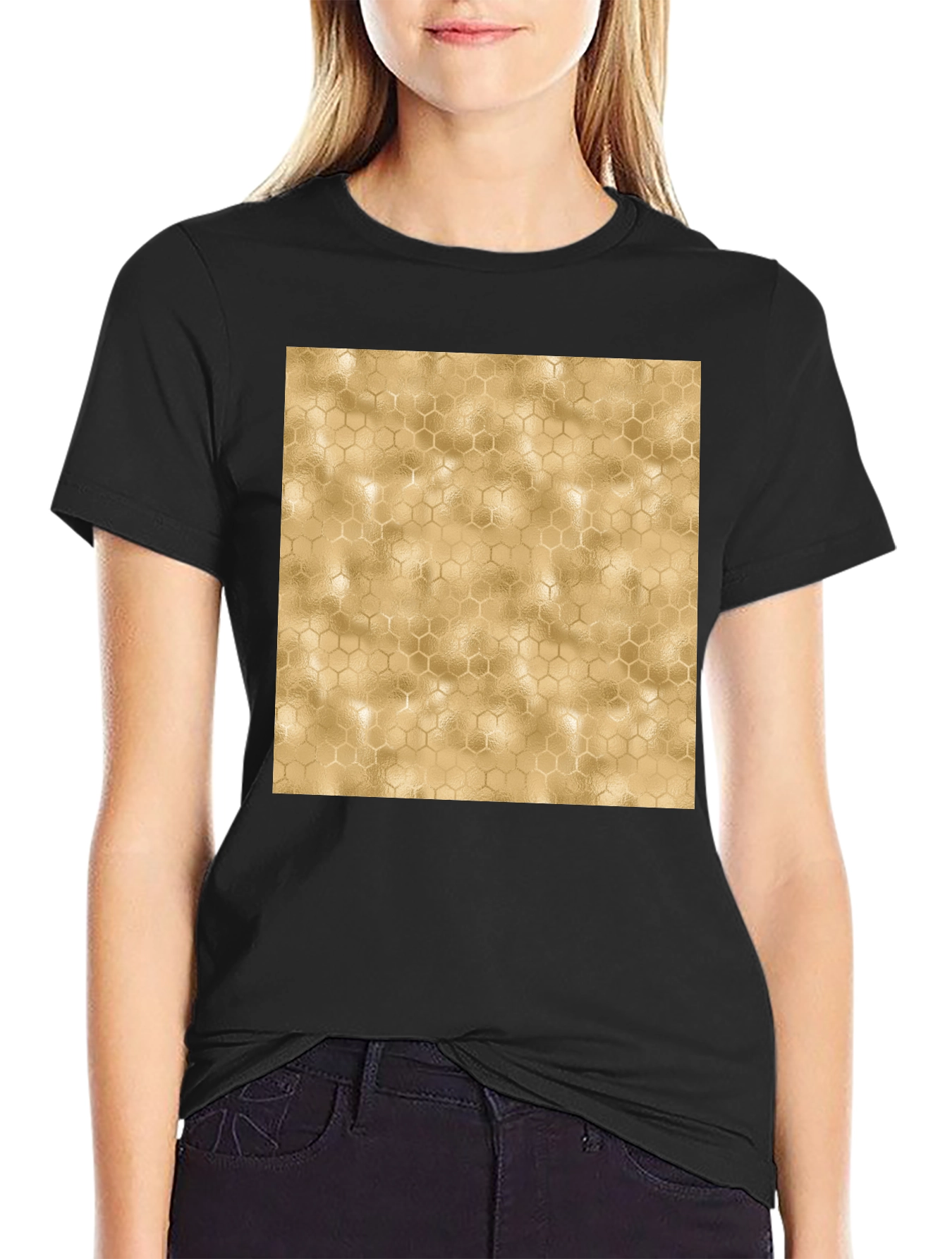 Honeycomb Pattern Black T-Shirt