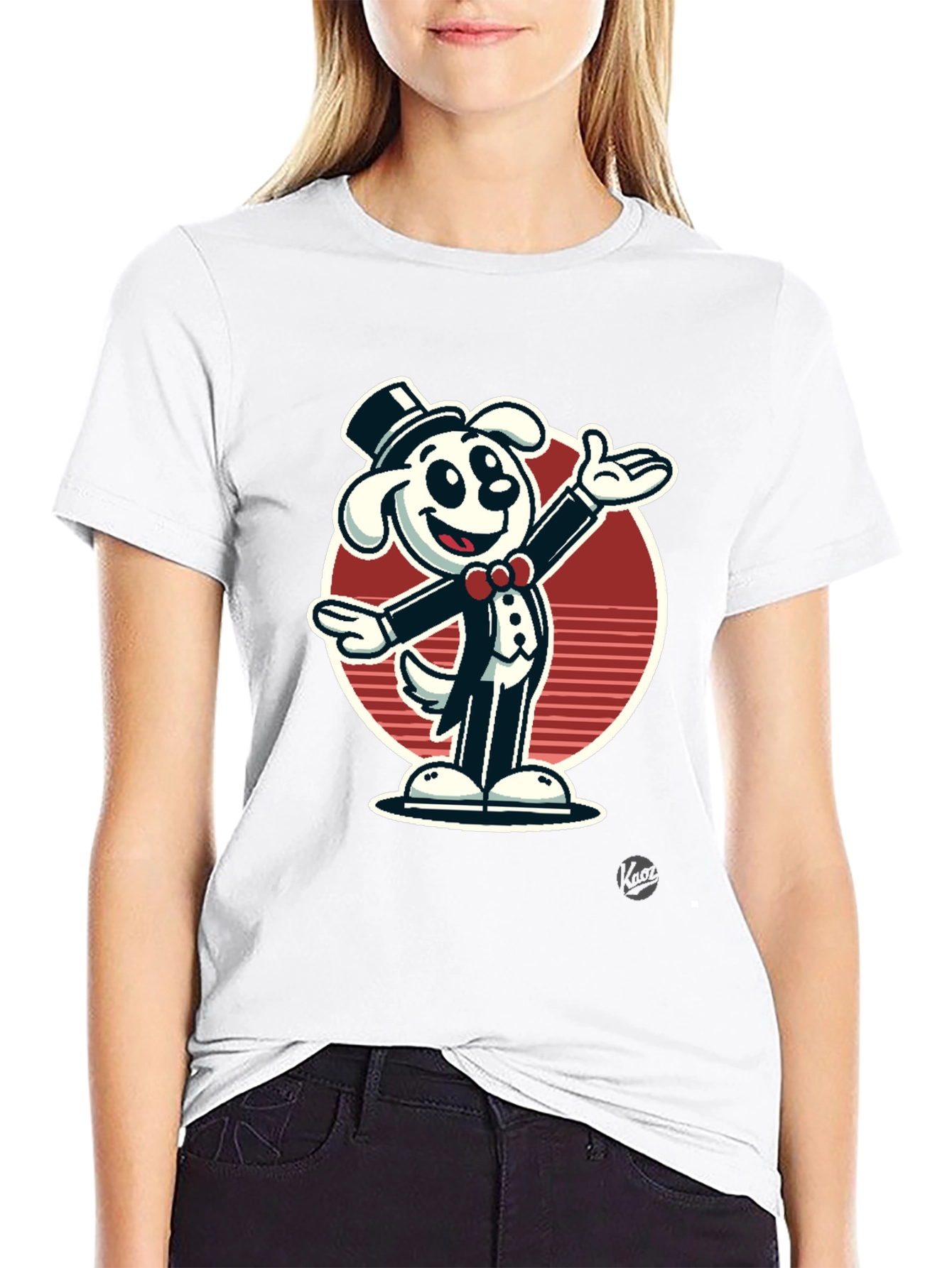 Dapper Dog Cartoon T-Shirt - Black Cotton Blend