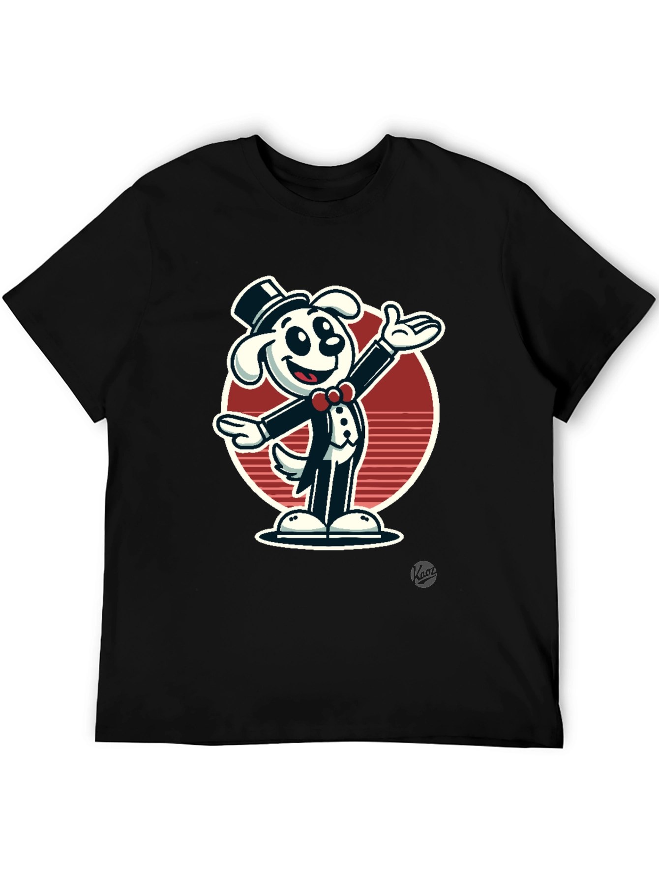 Dapper Dog Cartoon T-Shirt - Black Cotton Blend