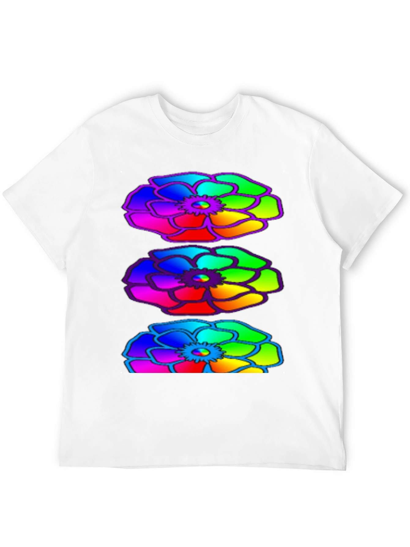 Rainbow Floral Black T-Shirt