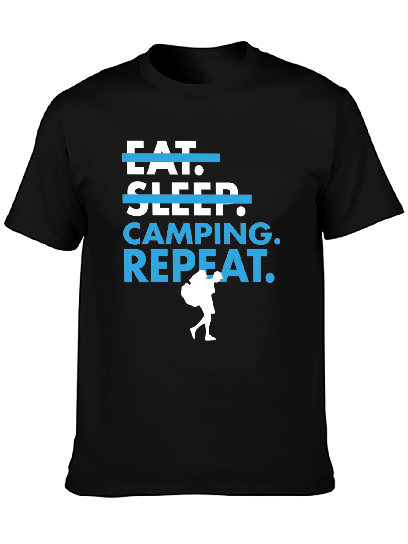 Eat Sleep Camping Repeat Black Graphic Tee