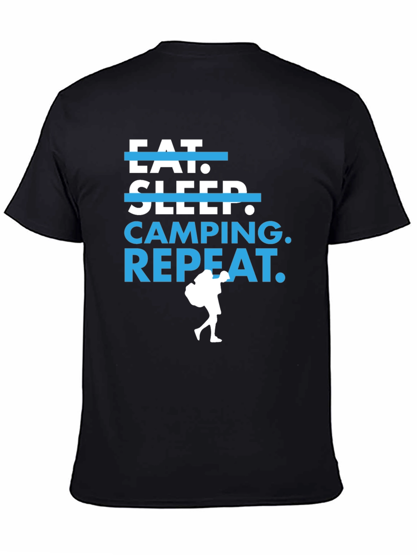 Eat Sleep Camping Repeat Black Graphic Tee