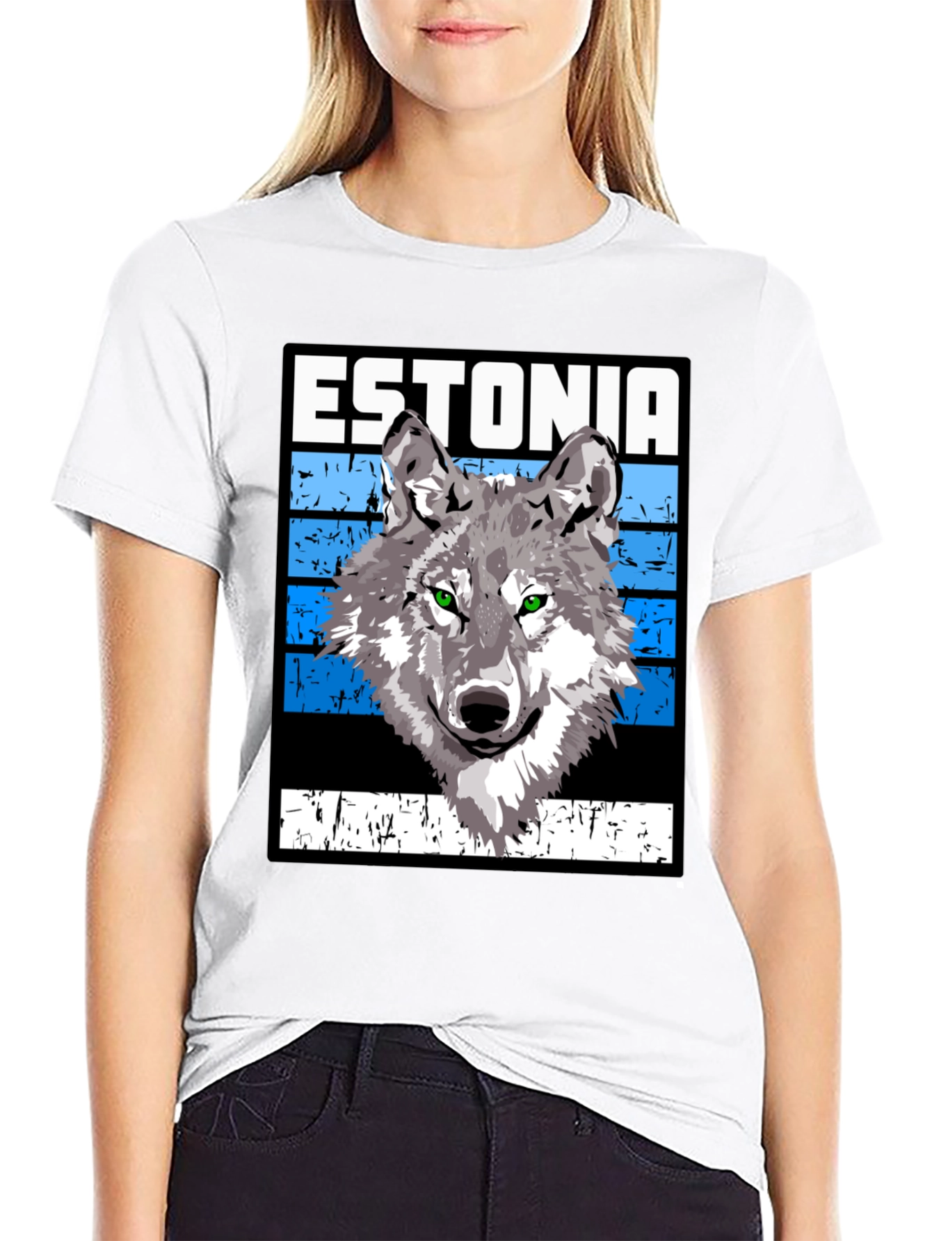 Estonia Wolf Graphic T-Shirt - Unisex Black Tee