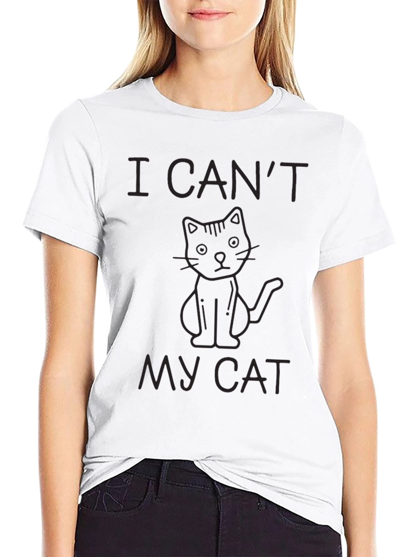 I Cant My Cat Black T-Shirt