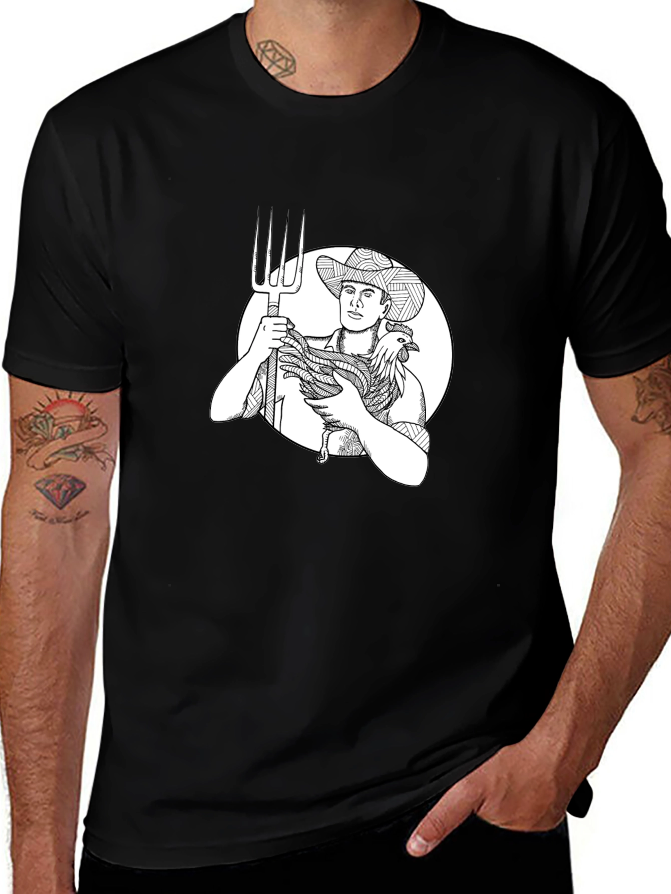 Farmer Graphic Tee - Black Cotton T-Shirt
