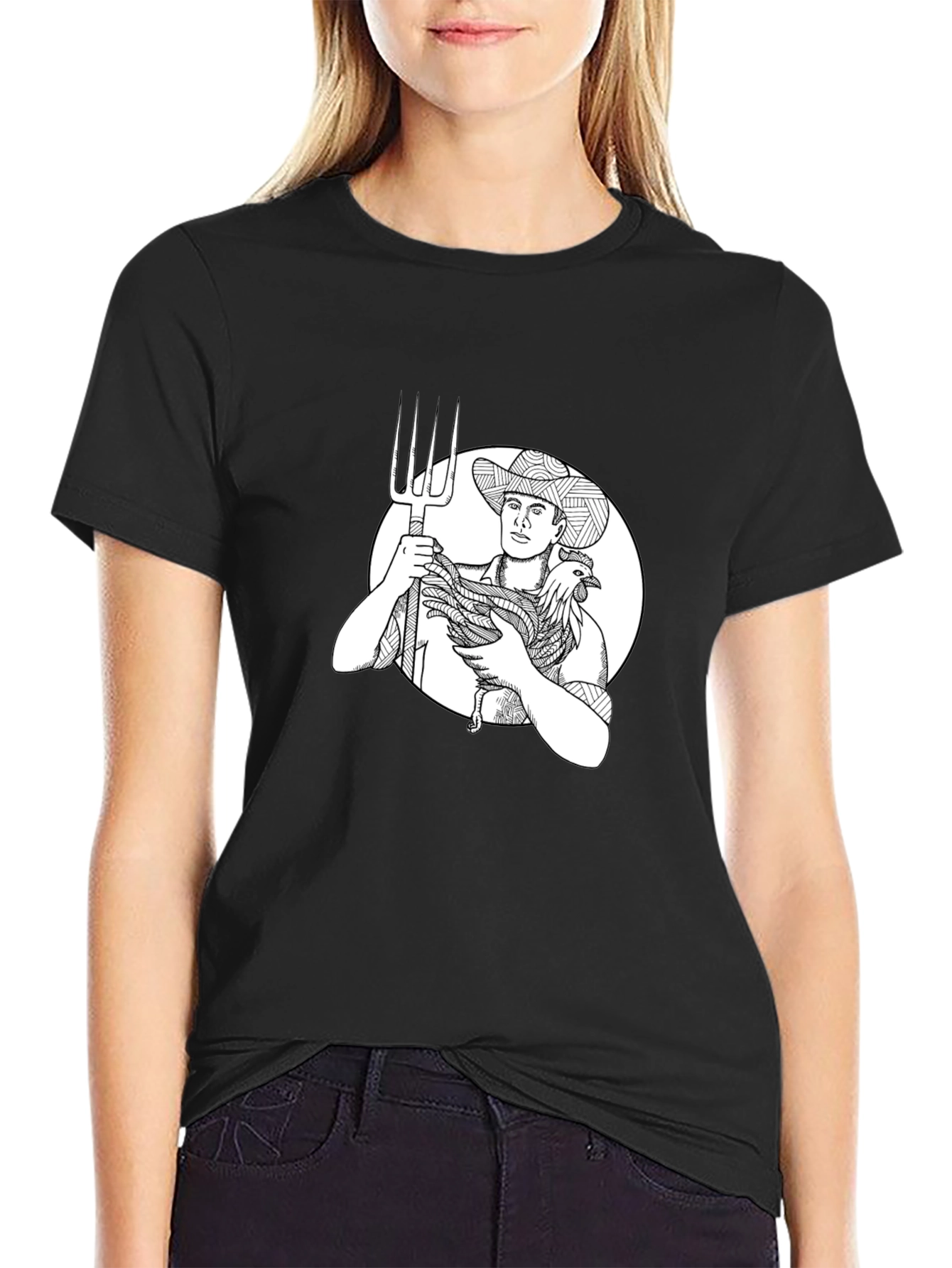 Farmer Graphic Tee - Black Cotton T-Shirt