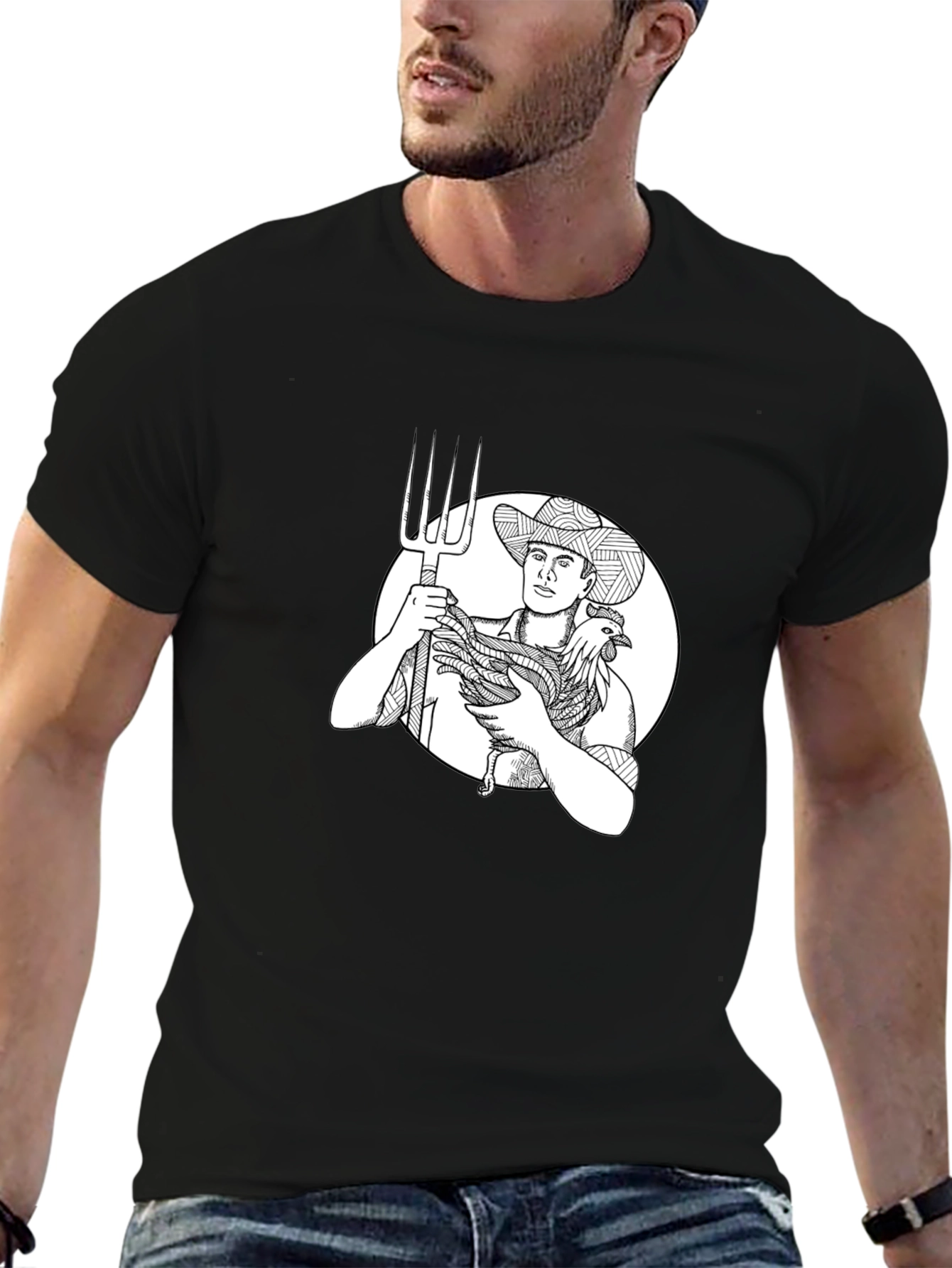 Farmer Graphic Tee - Black Cotton T-Shirt