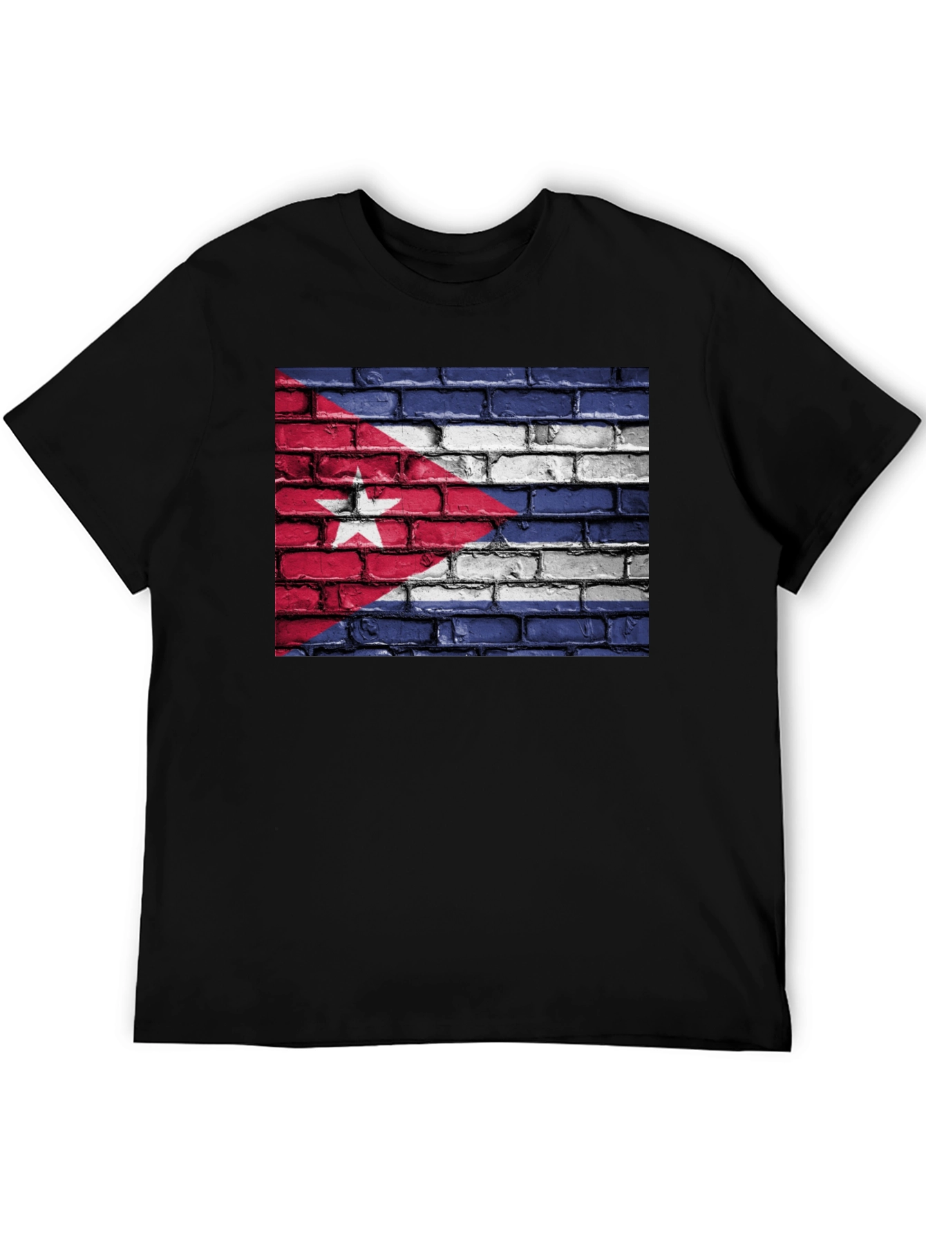 Cuba Flag Brick Wall Graphic T-Shirt