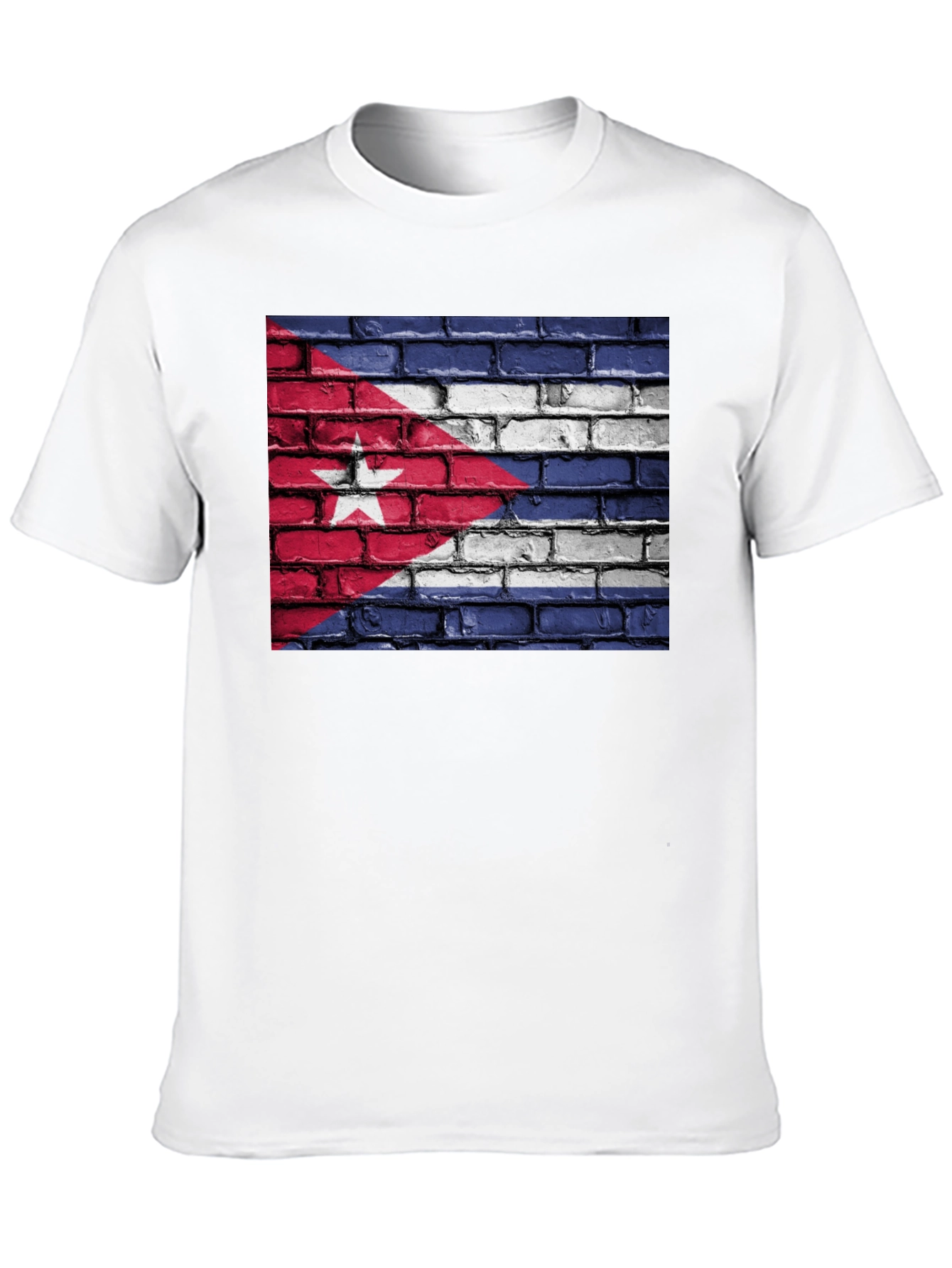 Cuba Flag Brick Wall Graphic T-Shirt