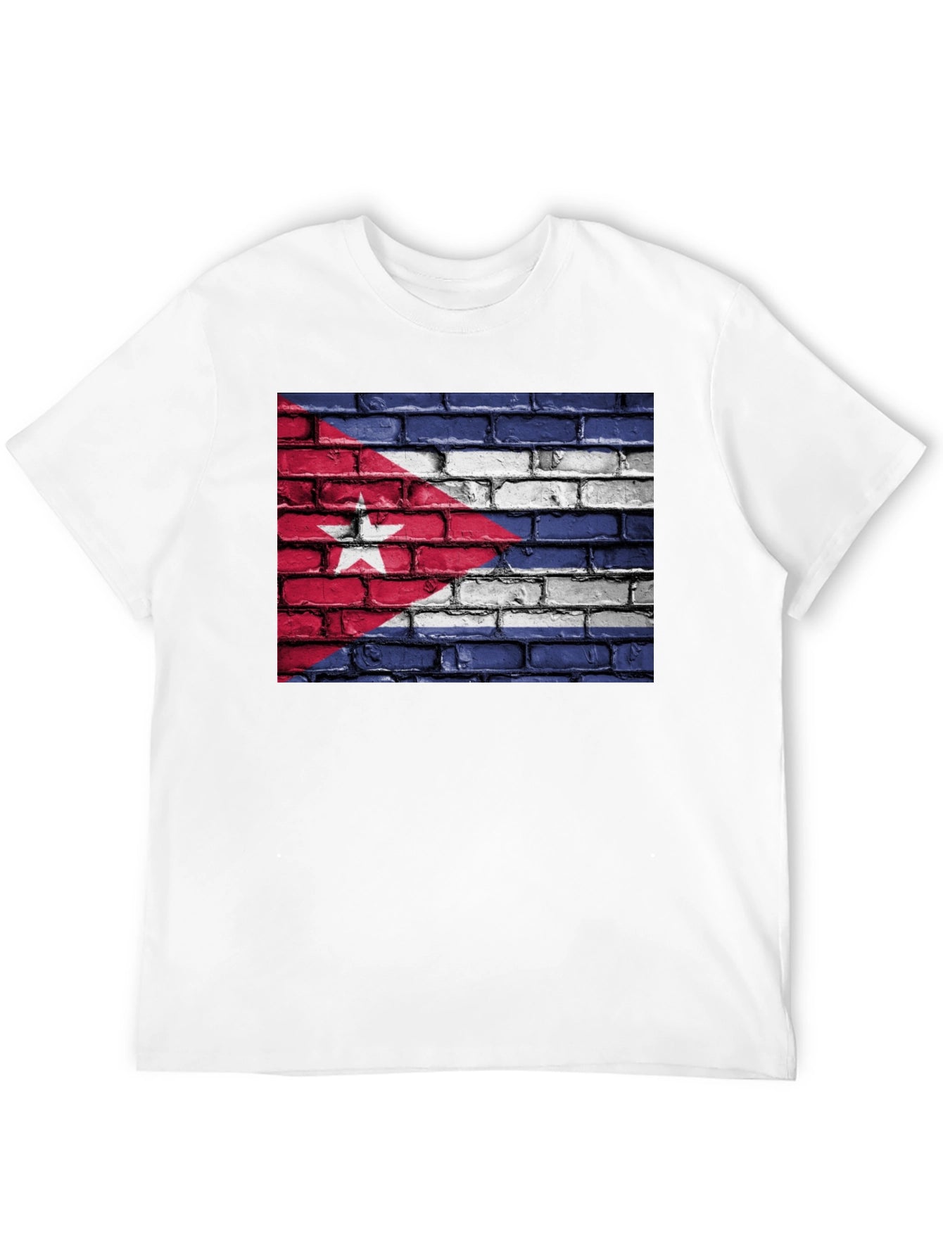 Cuba Flag Brick Wall Graphic T-Shirt