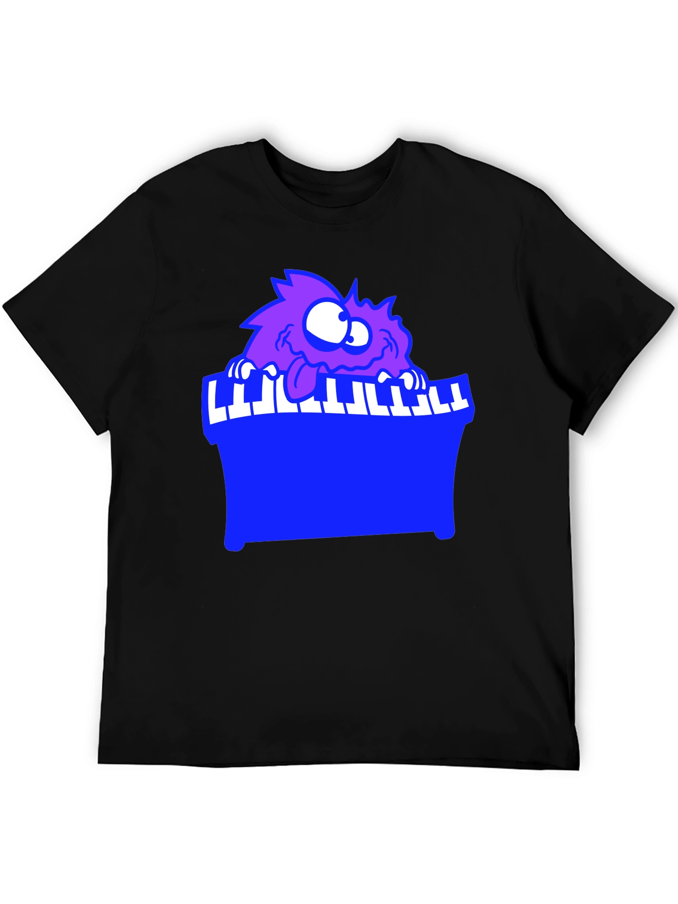 Monster Playing Piano Black T-Shirt