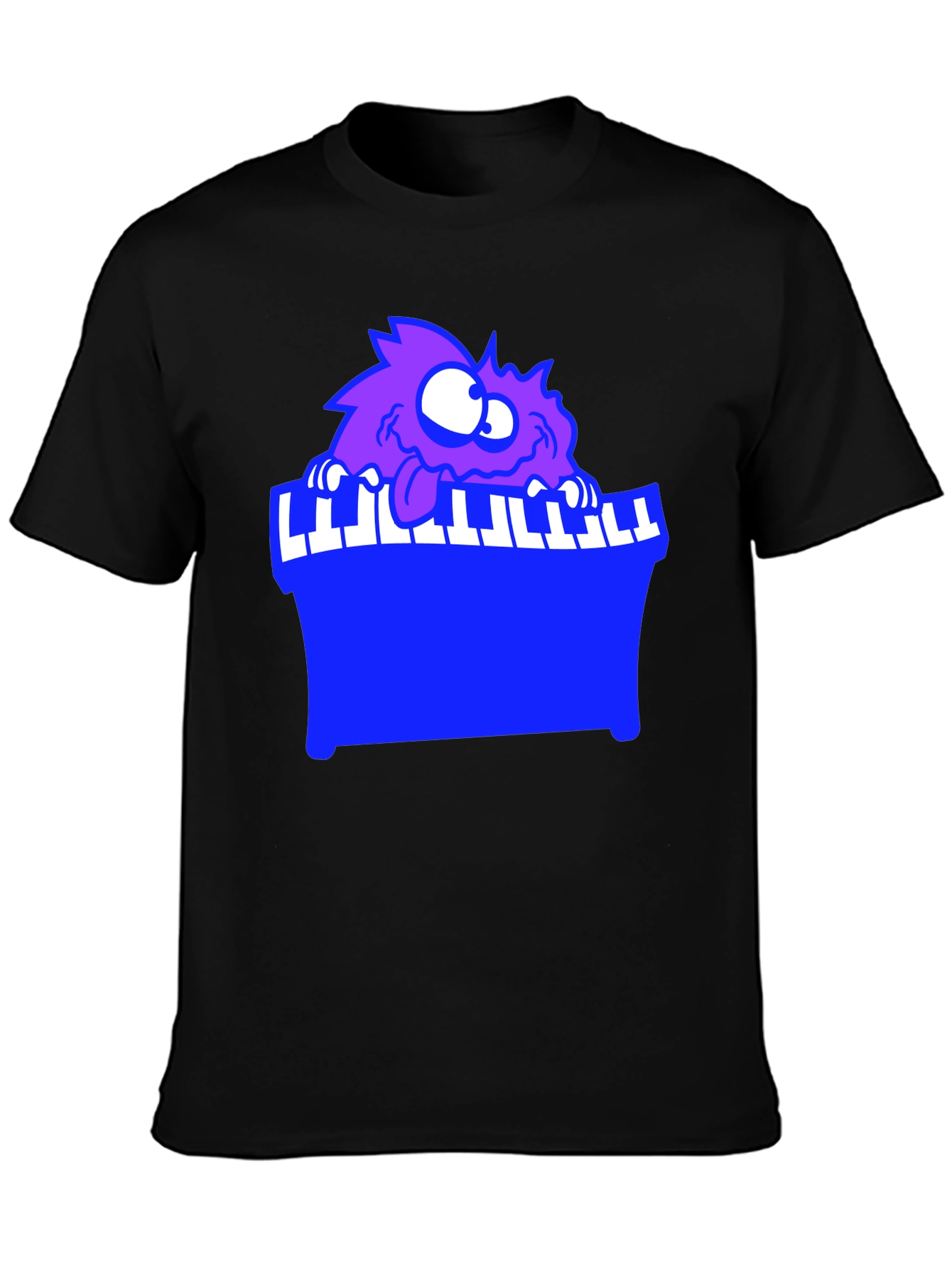 Monster Playing Piano Black T-Shirt