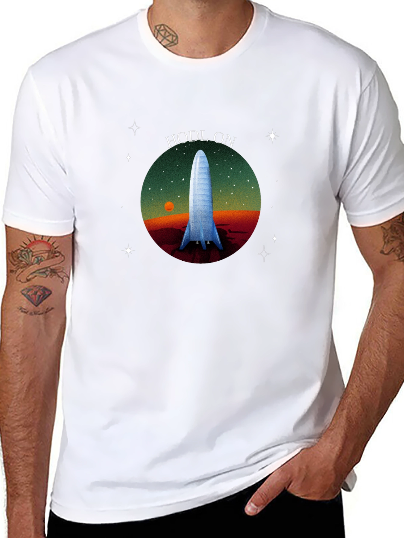 HODL ON Rocket T-Shirt - Space Exploration