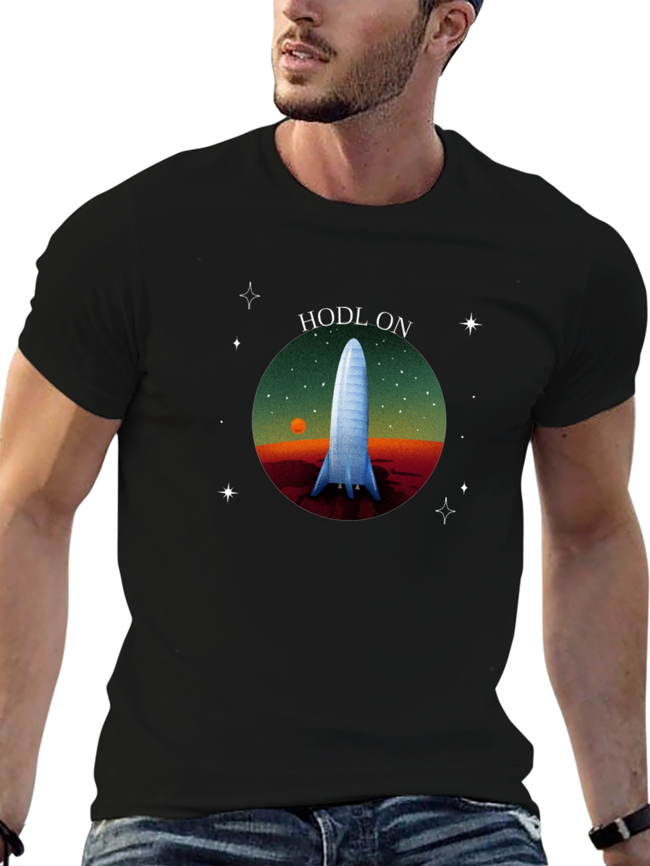 HODL ON Rocket T-Shirt - Space Exploration