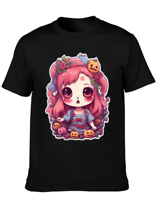 Kawaii Halloween Girl Black T-Shirt