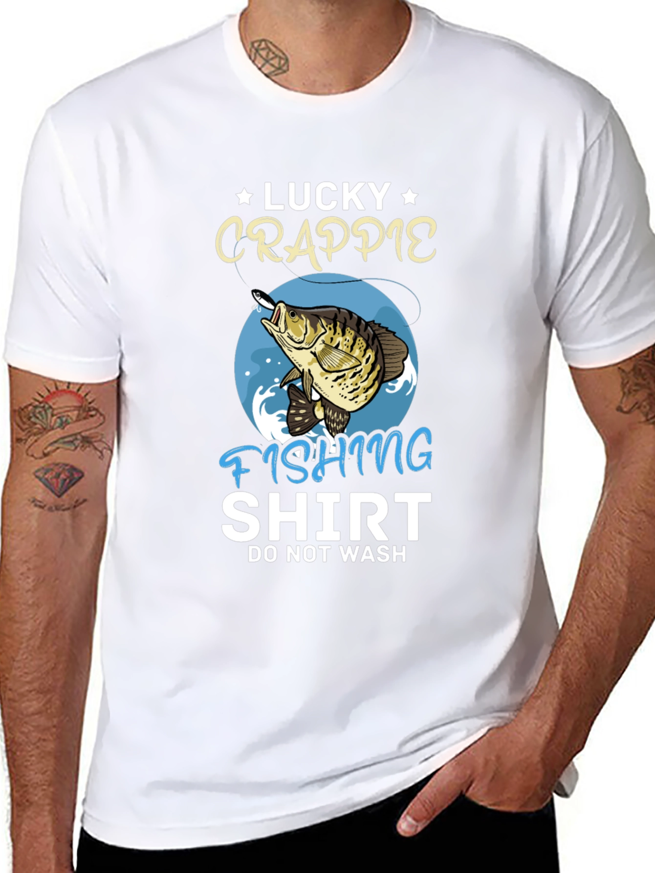 Lucky Crappie Fishing Shirt - Novelty Graphic Tee