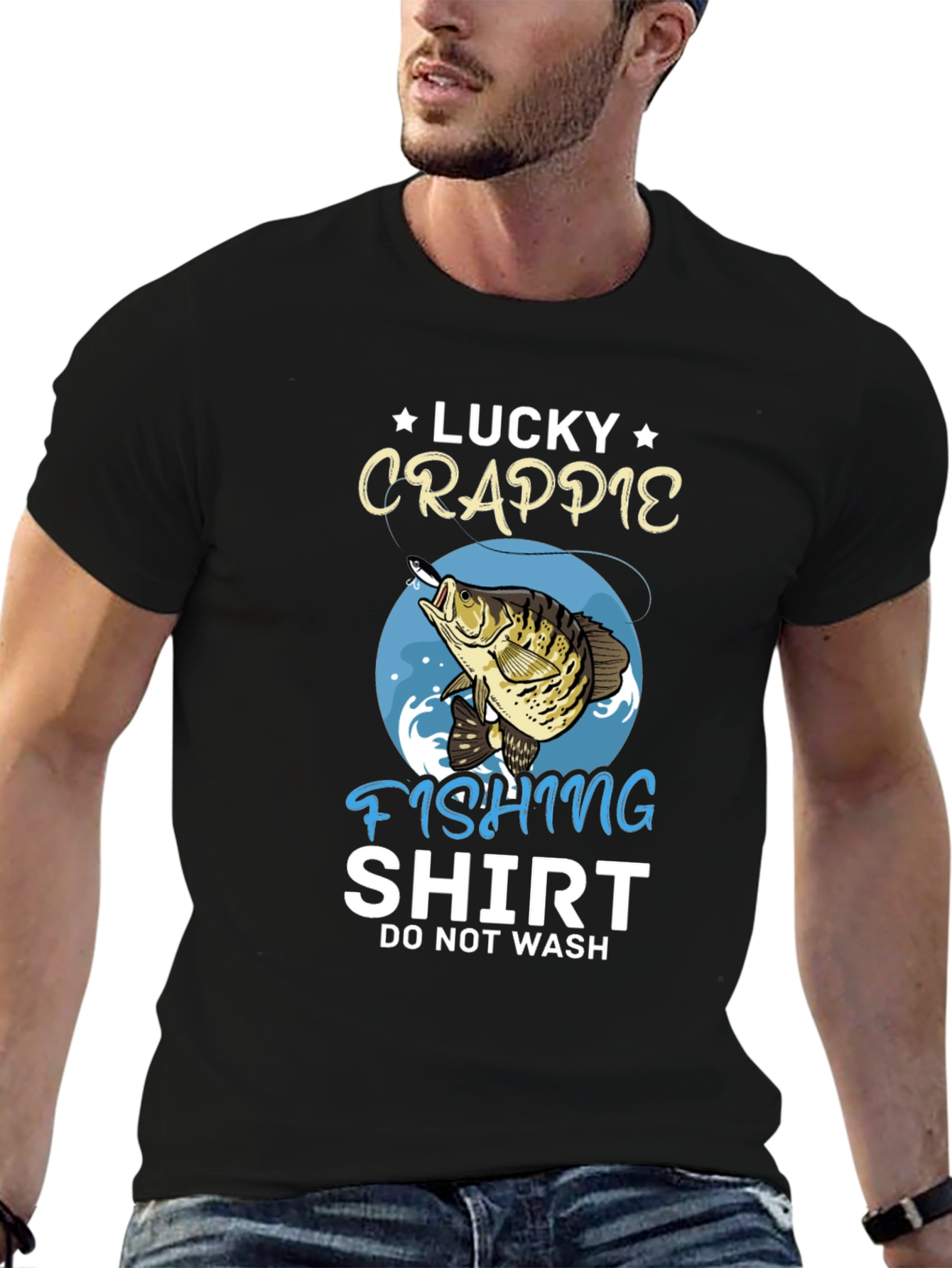 Lucky Crappie Fishing Shirt - Novelty Graphic Tee