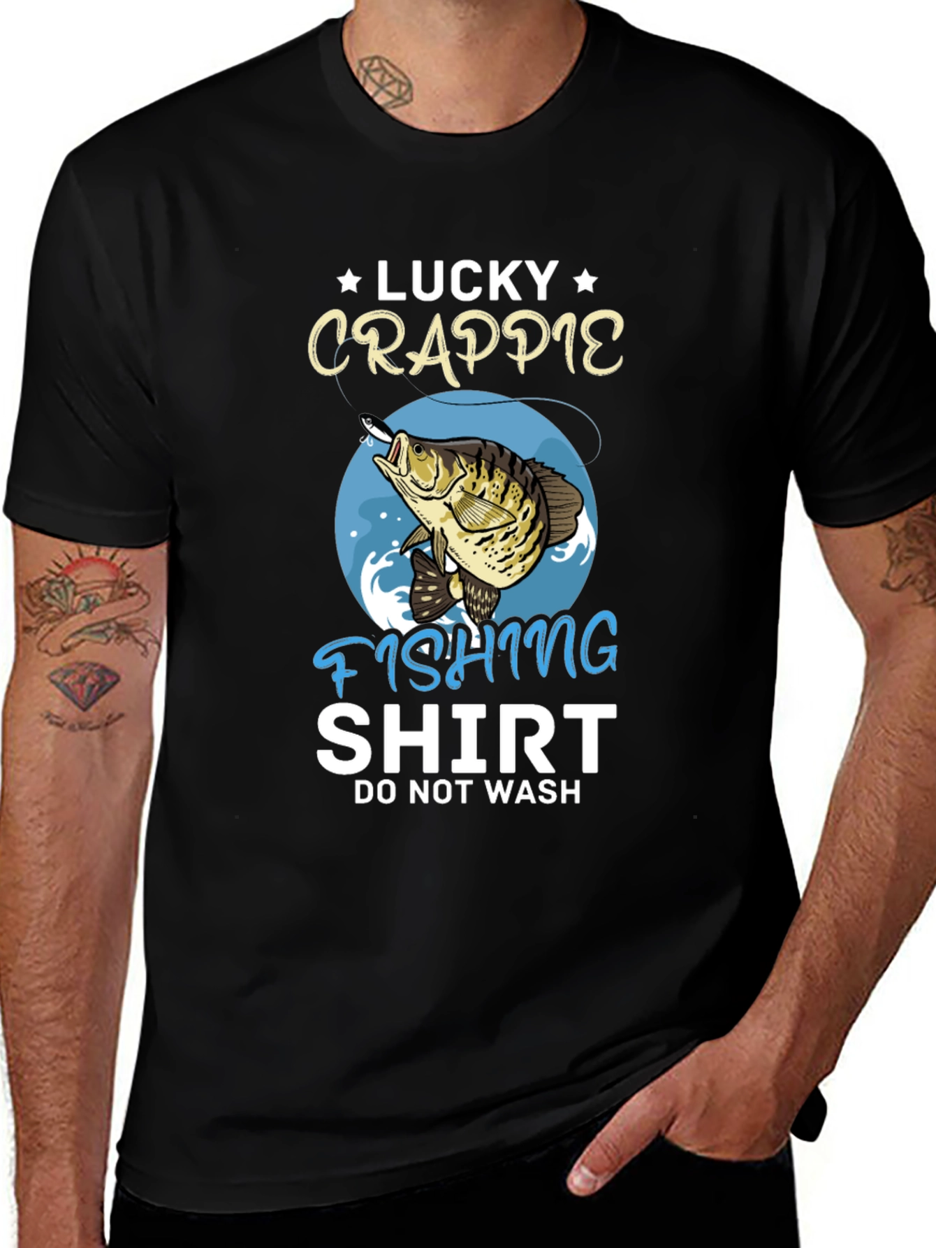 Lucky Crappie Fishing Shirt - Novelty Graphic Tee