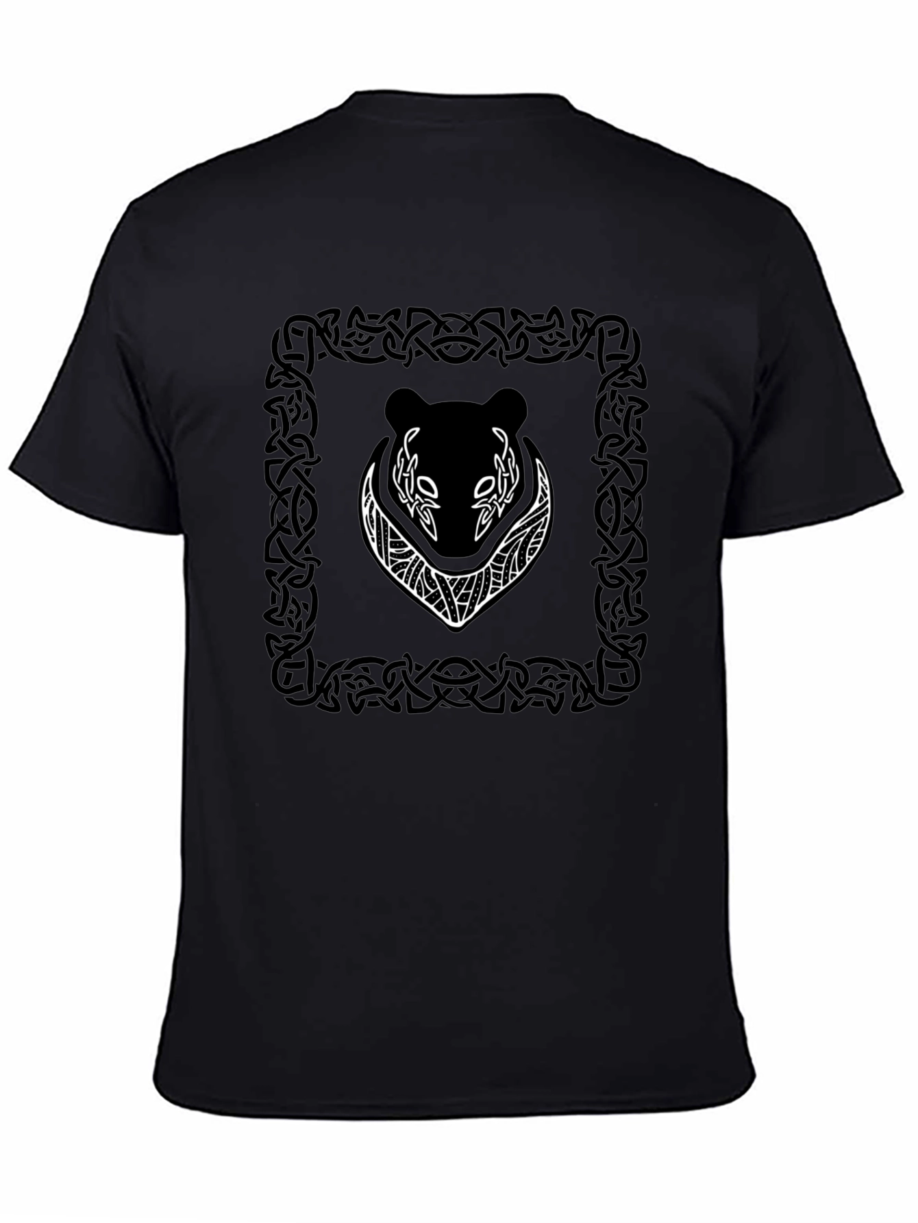Celtic Bear Graphic Tee - Black Cotton T-Shirt