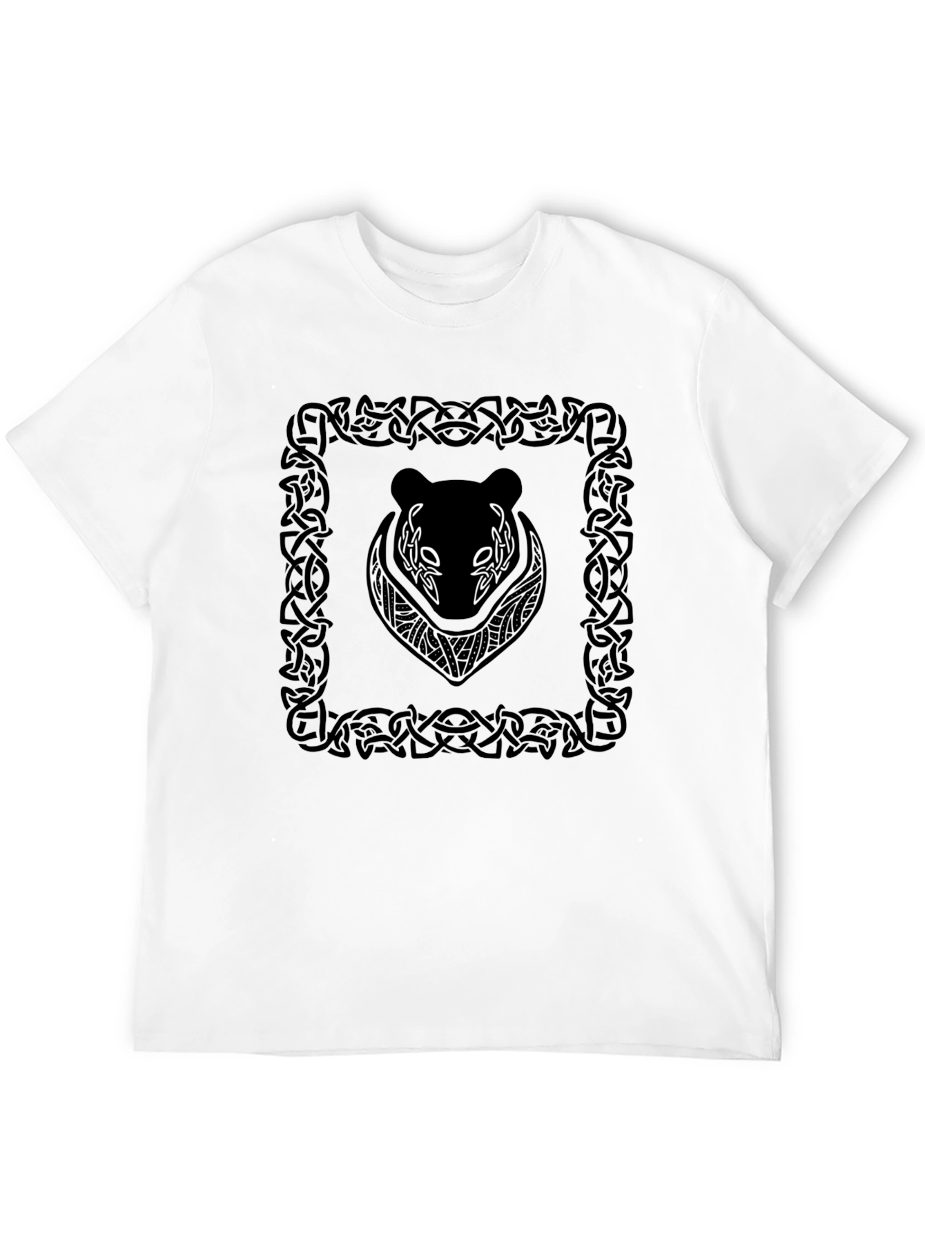 Celtic Bear Graphic Tee - Black Cotton T-Shirt