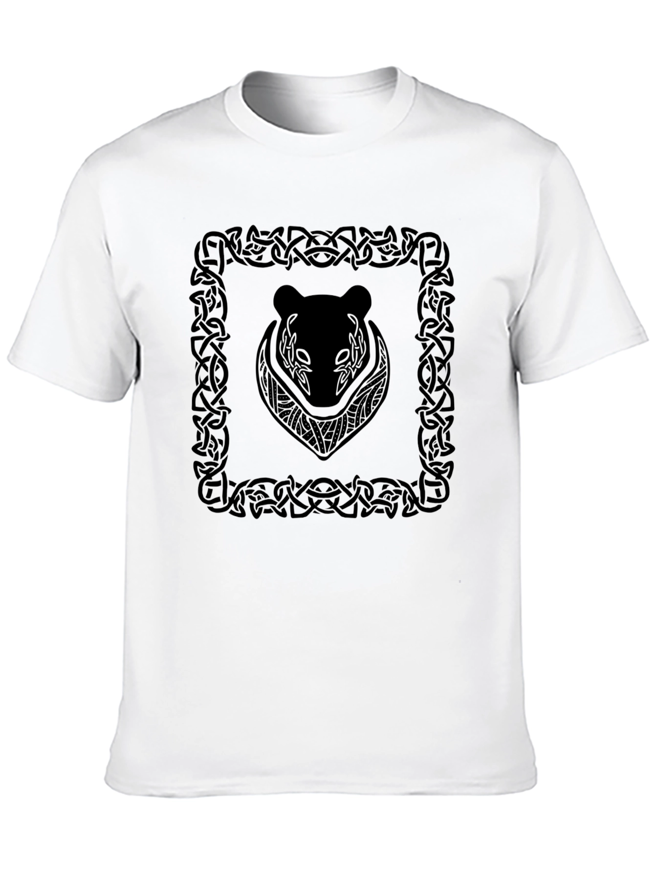 Celtic Bear Graphic Tee - Black Cotton T-Shirt
