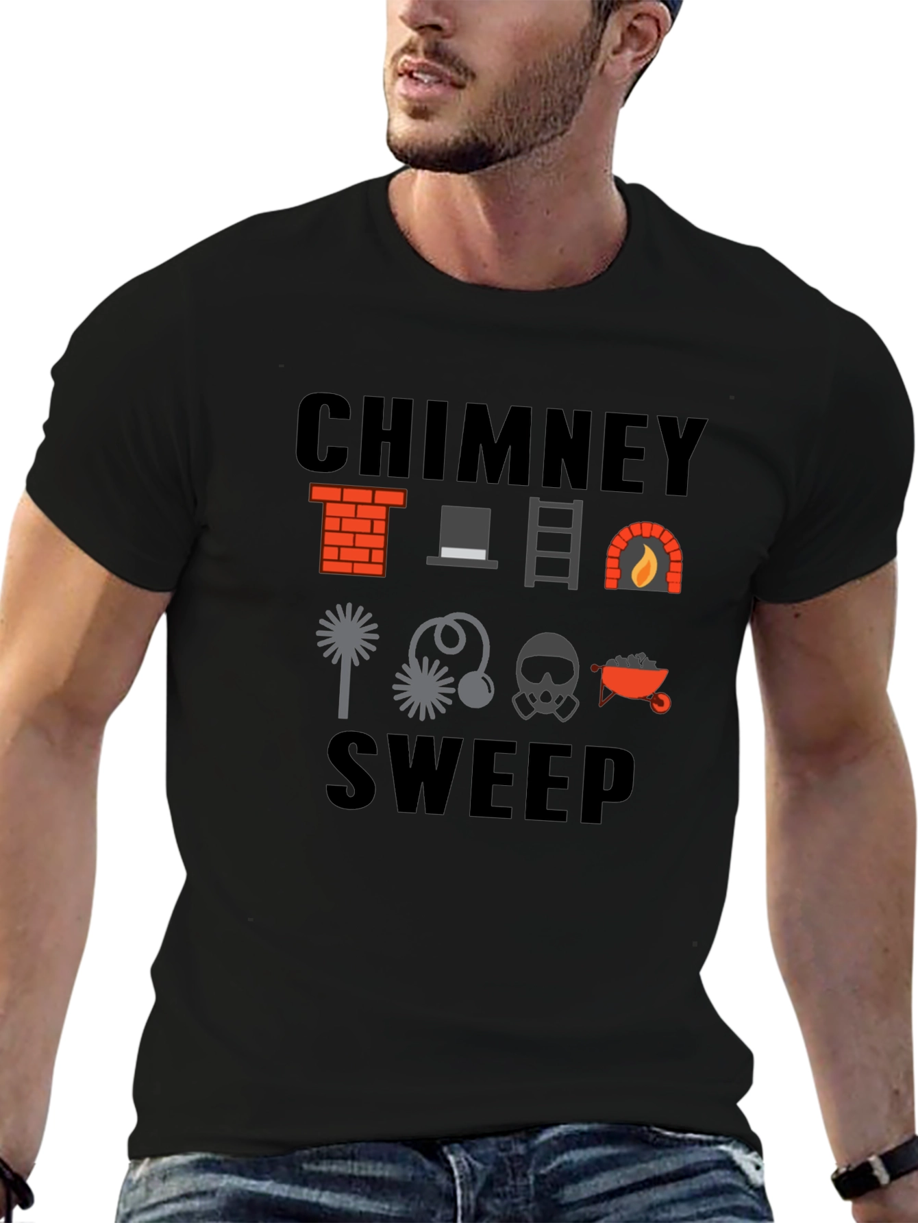 Chimney Sweep Graphic T-Shirt - Black