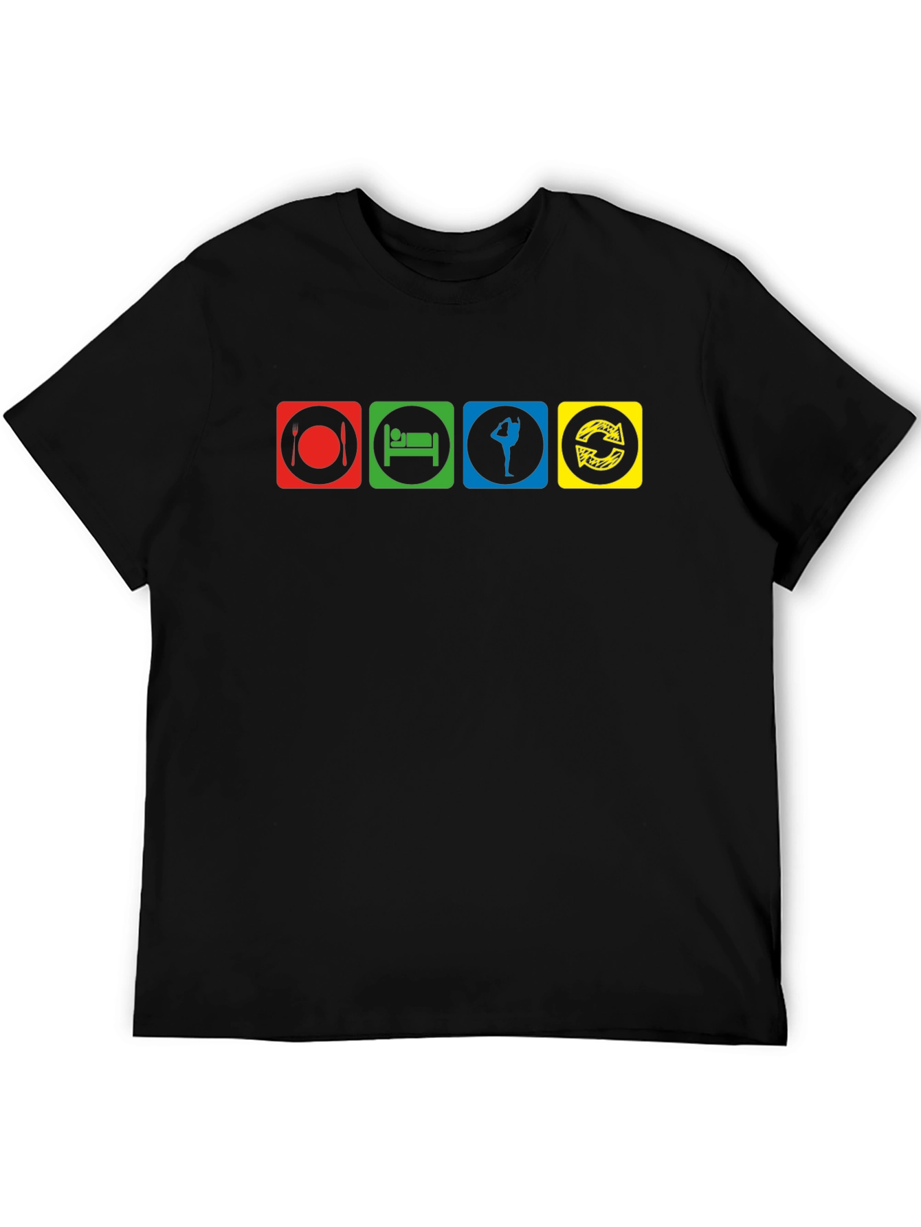 Eat Sleep Gymnastics Repeat Black Graphic T-Shirt